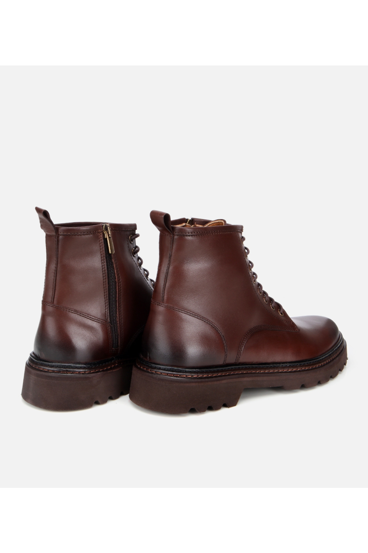 Erkek Deri Kahverengi Fermuarlı Kalın Tabanlı Casual Bot - Görsel 5