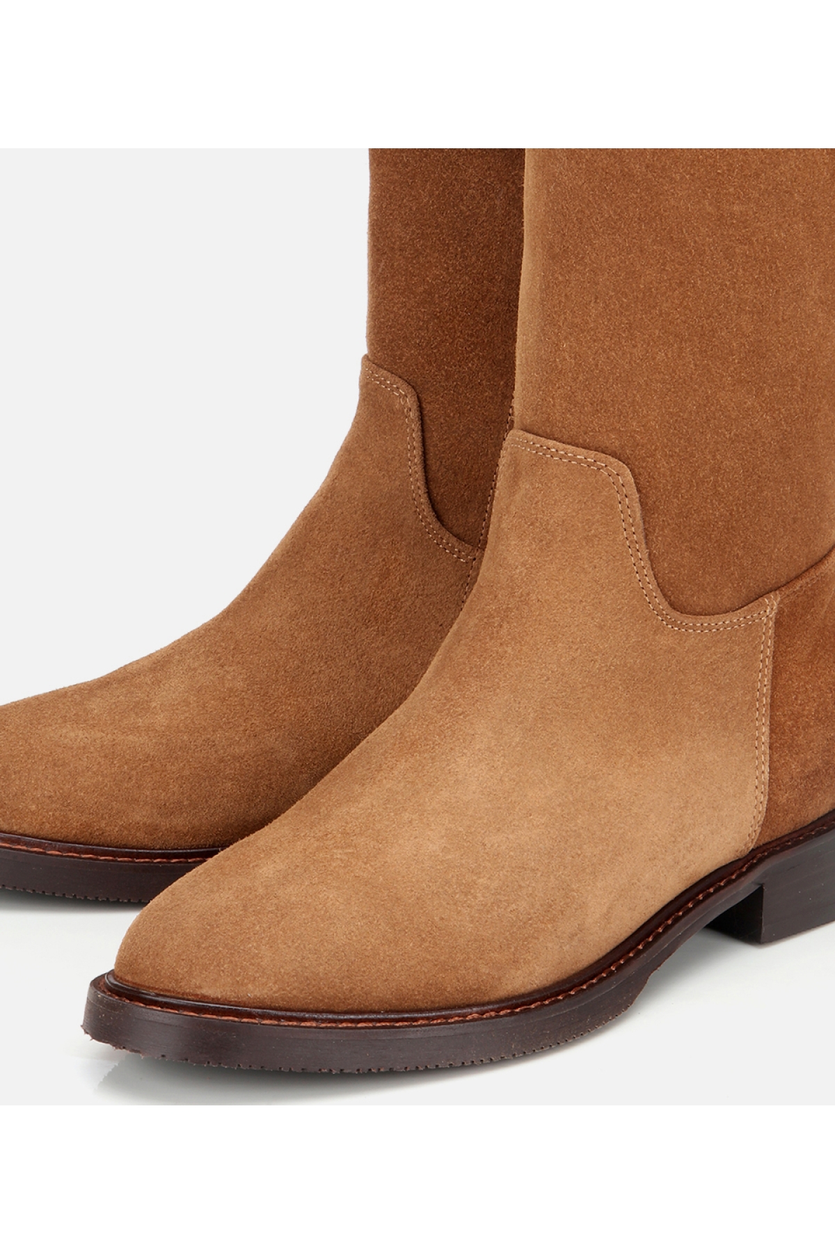 Kadın Süet Deri Taba Tokalı Binici Düz Çizme - Görsel 4