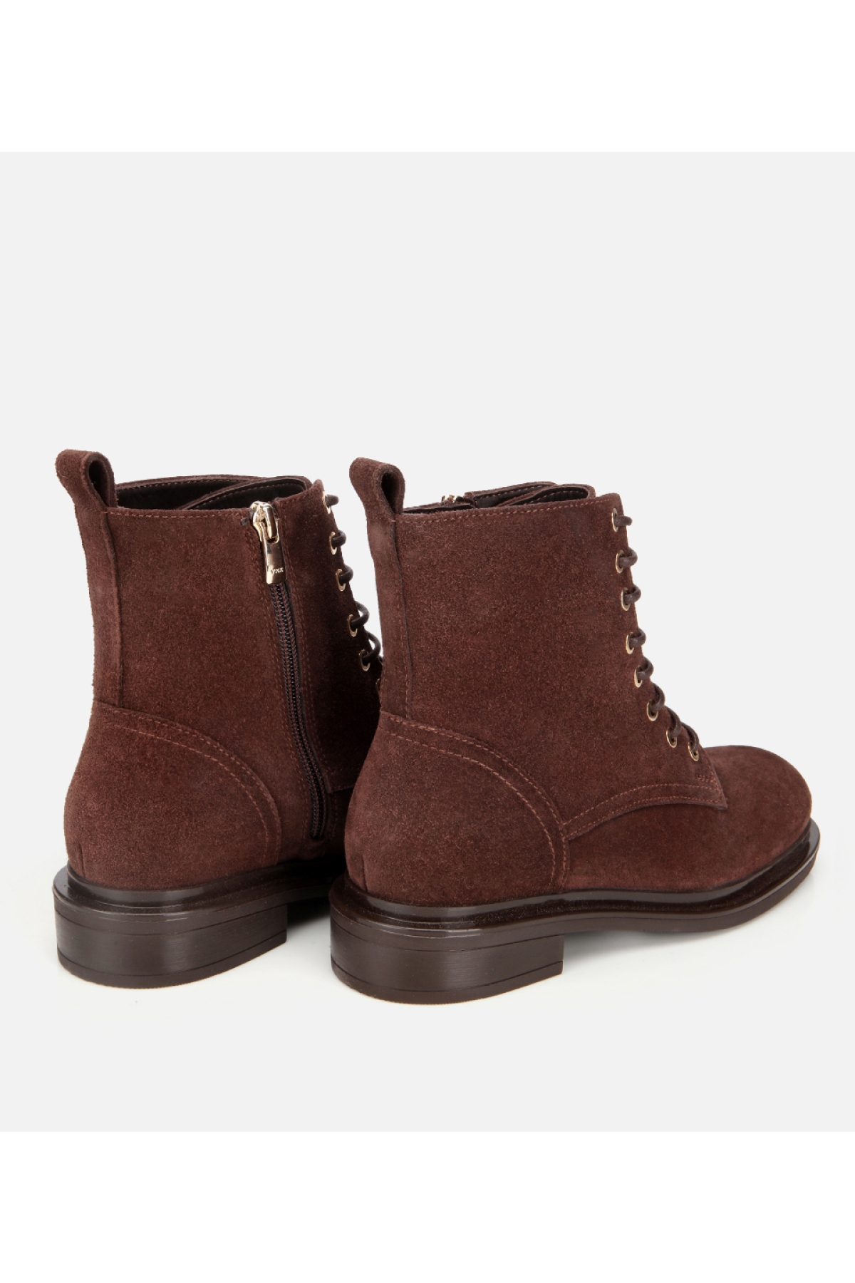 Kadın Süet Deri Kahverengi Bağcık Detaylı Fermuarlı Düz Bot - Görsel 5