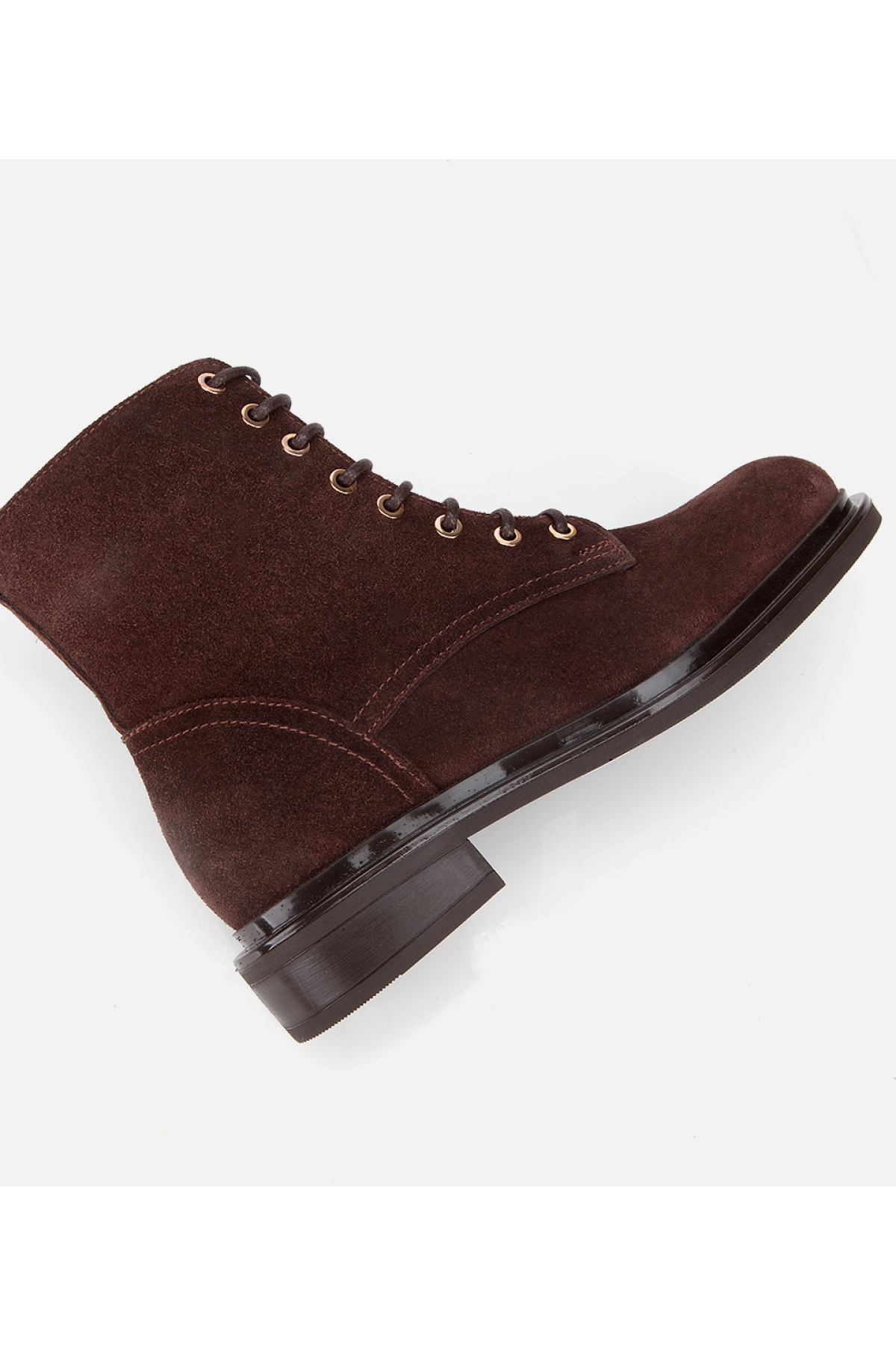 Kadın Süet Deri Kahverengi Bağcık Detaylı Fermuarlı Düz Bot - Görsel 7