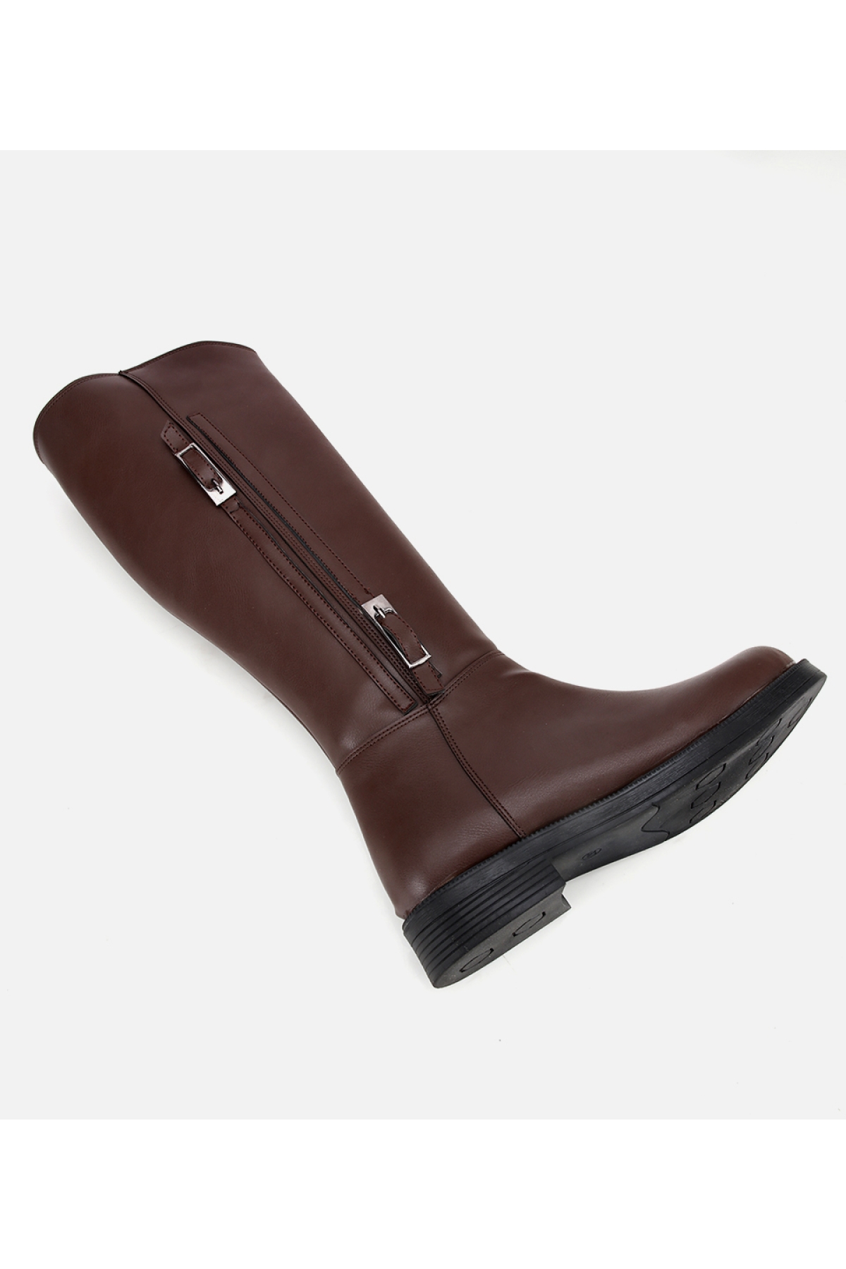 Kadın Kahverengi Tokalı Düz Çizme - Görsel 7