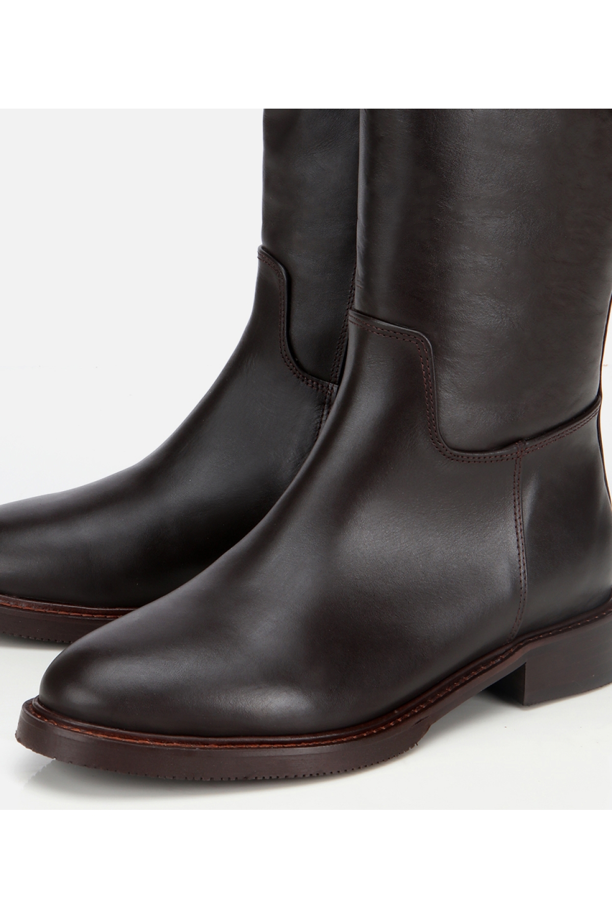 Kadın Deri Kahverengi Tokalı Binici Düz Çizme - Görsel 4