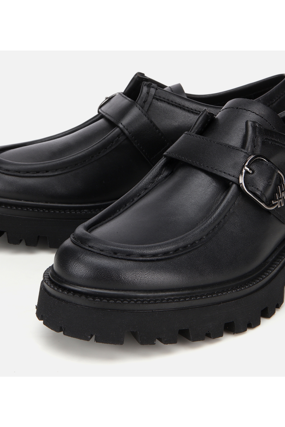 Kadın Deri Siyah Tokalı Kalın Tabanlı Günlük Loafer - Görsel 5