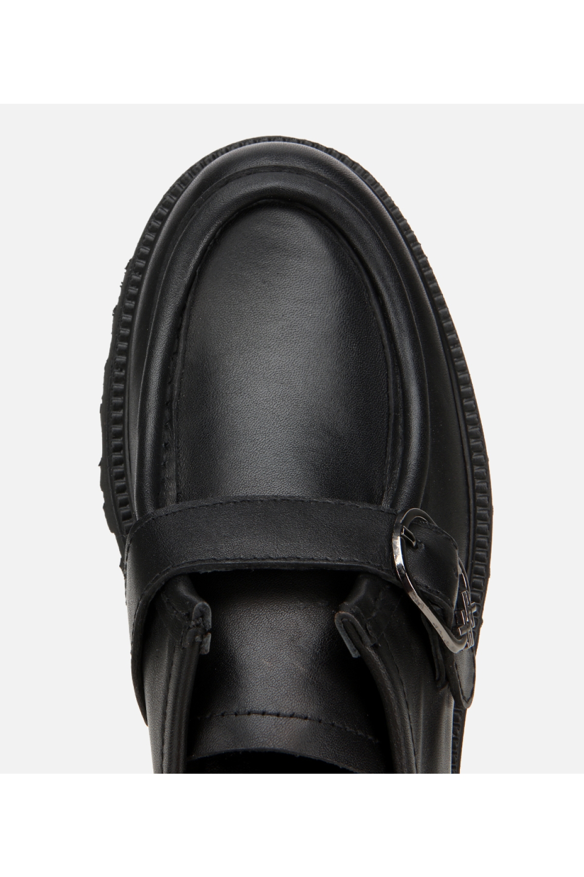 Kadın Deri Siyah Tokalı Kalın Tabanlı Günlük Loafer - Görsel 7