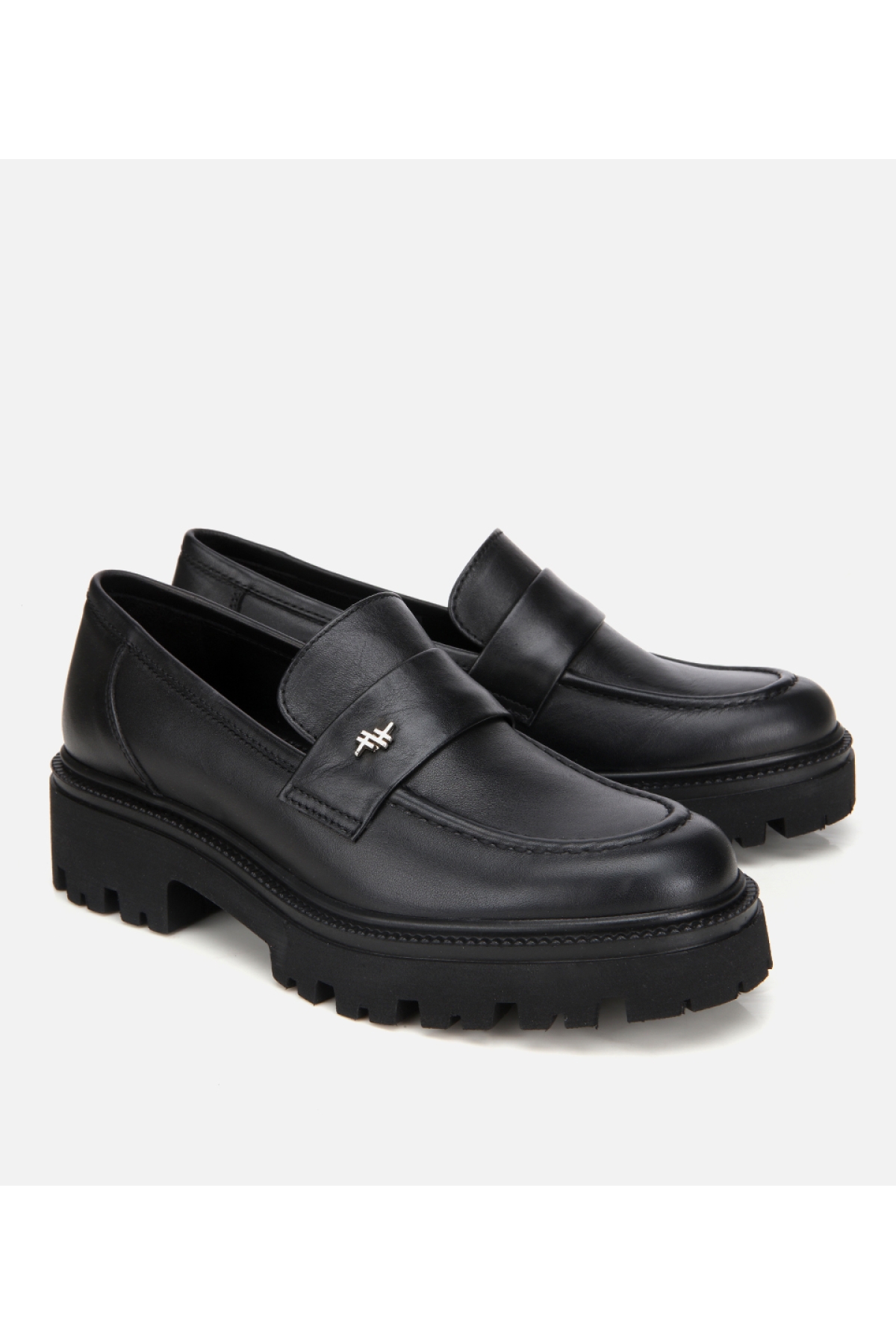 Kadın Deri Siyah Kalın Tabanlı Klasik Loafer - Görsel 3