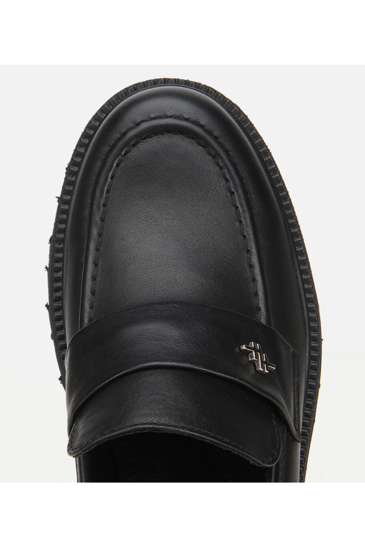 Kadın Deri Siyah Kalın Tabanlı Klasik Loafer - Görsel 6