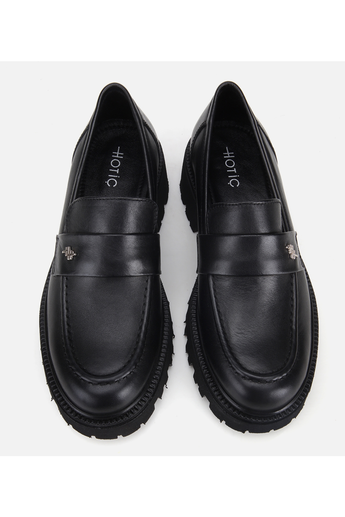 Kadın Deri Siyah Kalın Tabanlı Klasik Loafer - Görsel 7