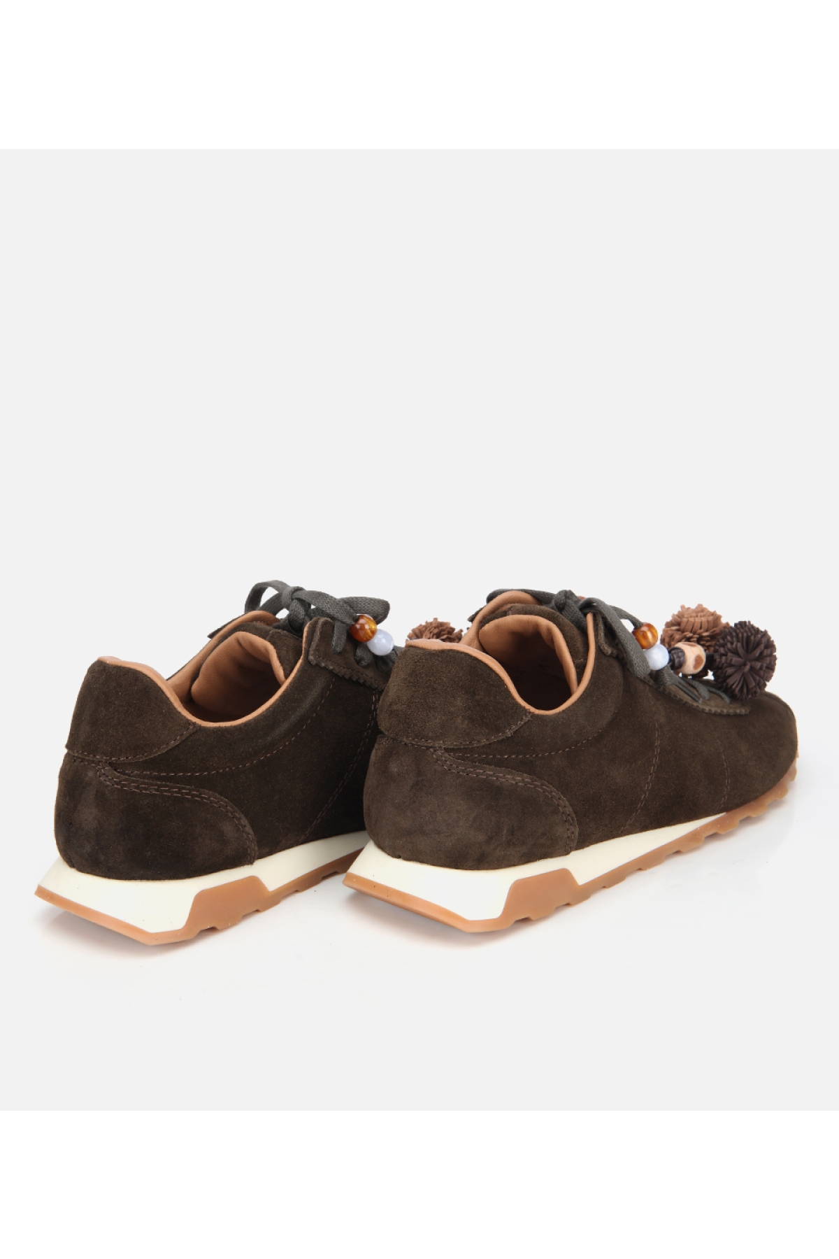 Kadın Süet Deri Haki Aksesuar Detaylı Spor Ayakkabı - Görsel 6