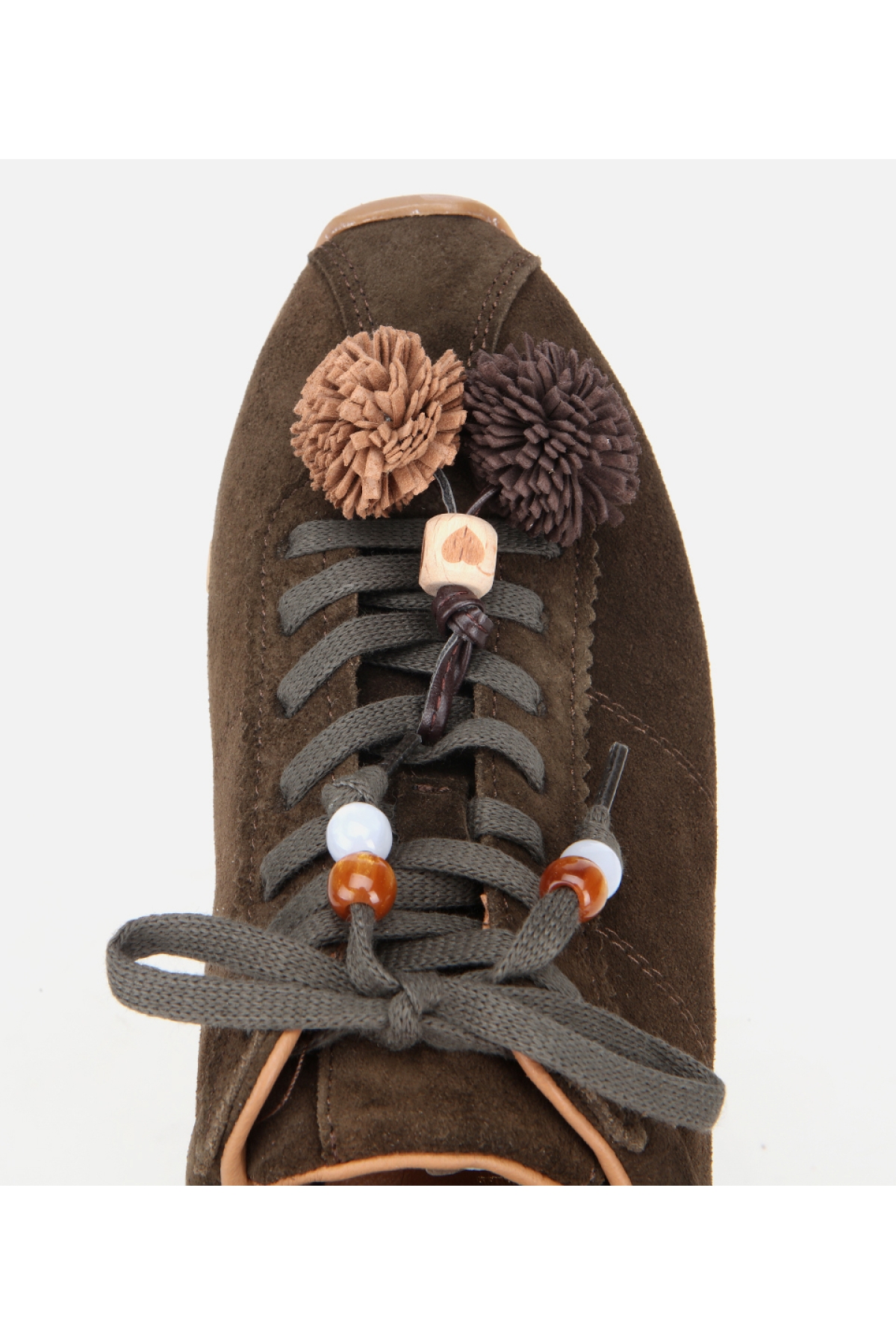 Kadın Süet Deri Haki Aksesuar Detaylı Spor Ayakkabı - Görsel 7