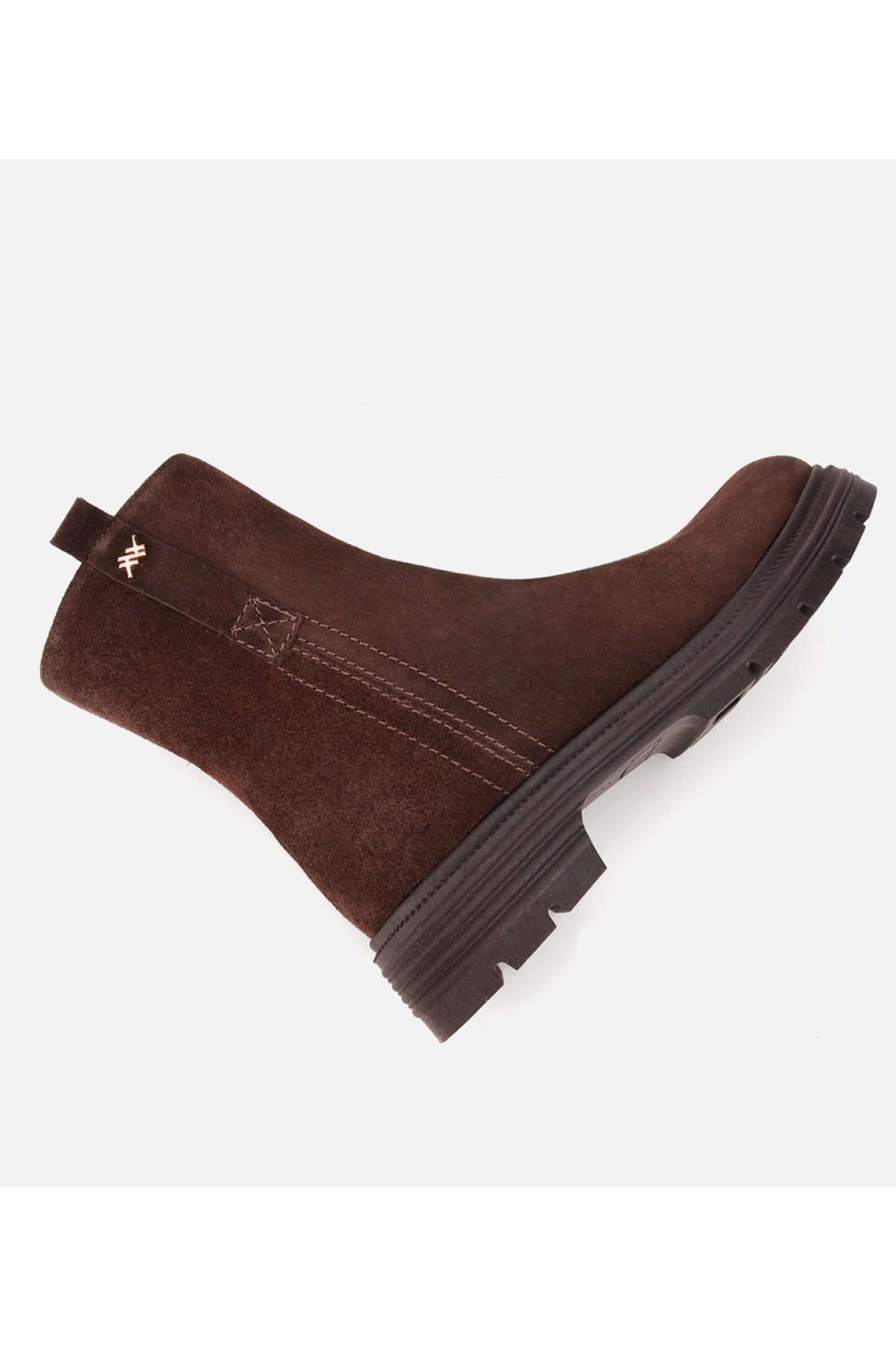 Kadın Süet Deri Kahverengi Kalın Tabanlı Bilekte Düz Bot - Görsel 8