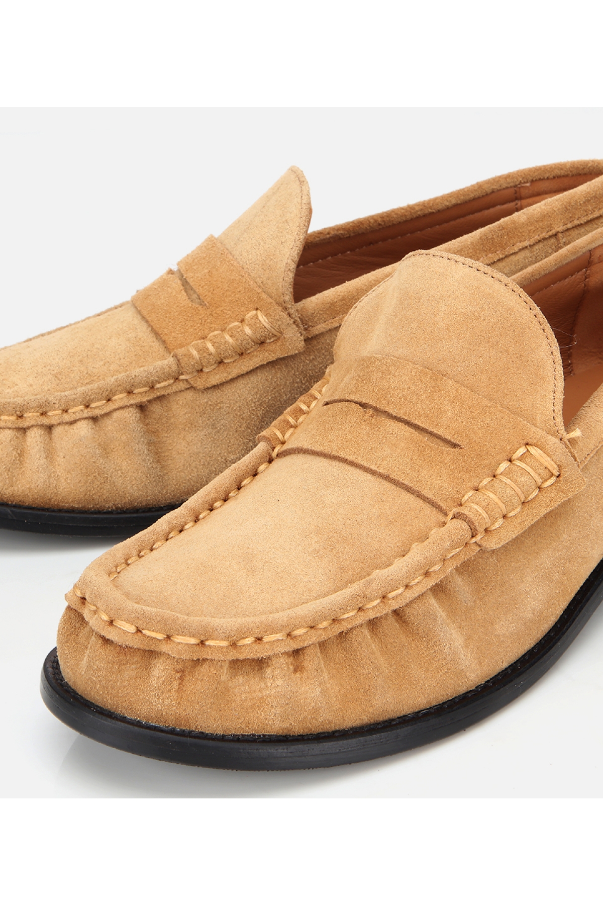 Kadın Süet Deri Taba Yumuşak Dokulu Klasik Loafer - Görsel 4