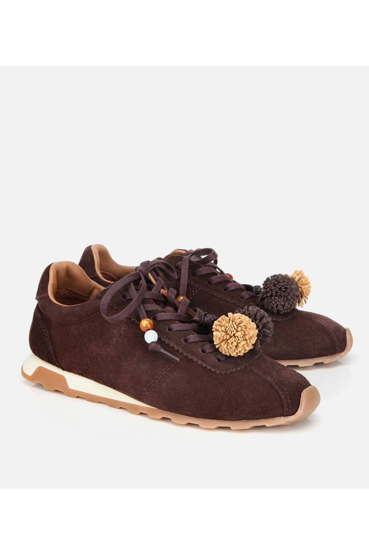 Kadın Süet Deri Kahverengi Aksesuar Detaylı Spor Ayakkabı - Görsel 3