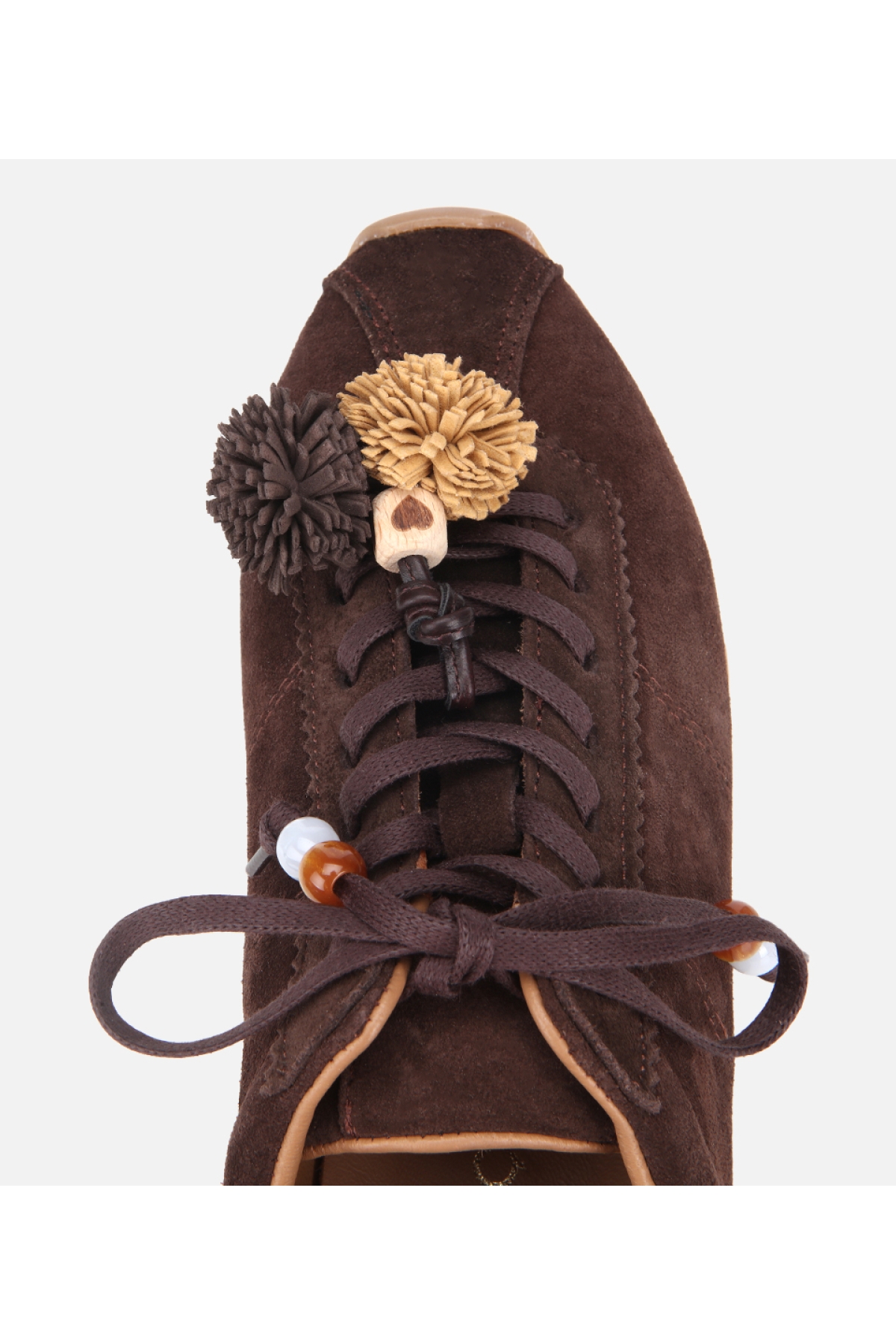 Kadın Süet Deri Kahverengi Aksesuar Detaylı Spor Ayakkabı - Görsel 6