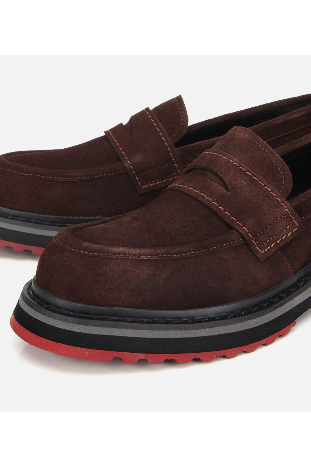 Erkek Süet Deri Kahverengi Hafif Tabanlı Günlük Loafer - Görsel 4