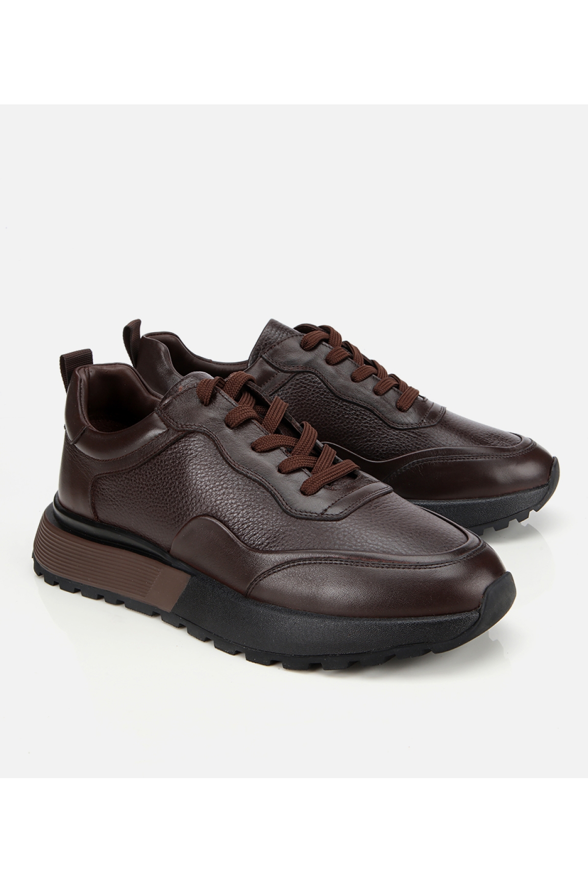 Erkek Deri Kahverengi Kalın Tabanlı Spor Ayakkabı - Görsel 3
