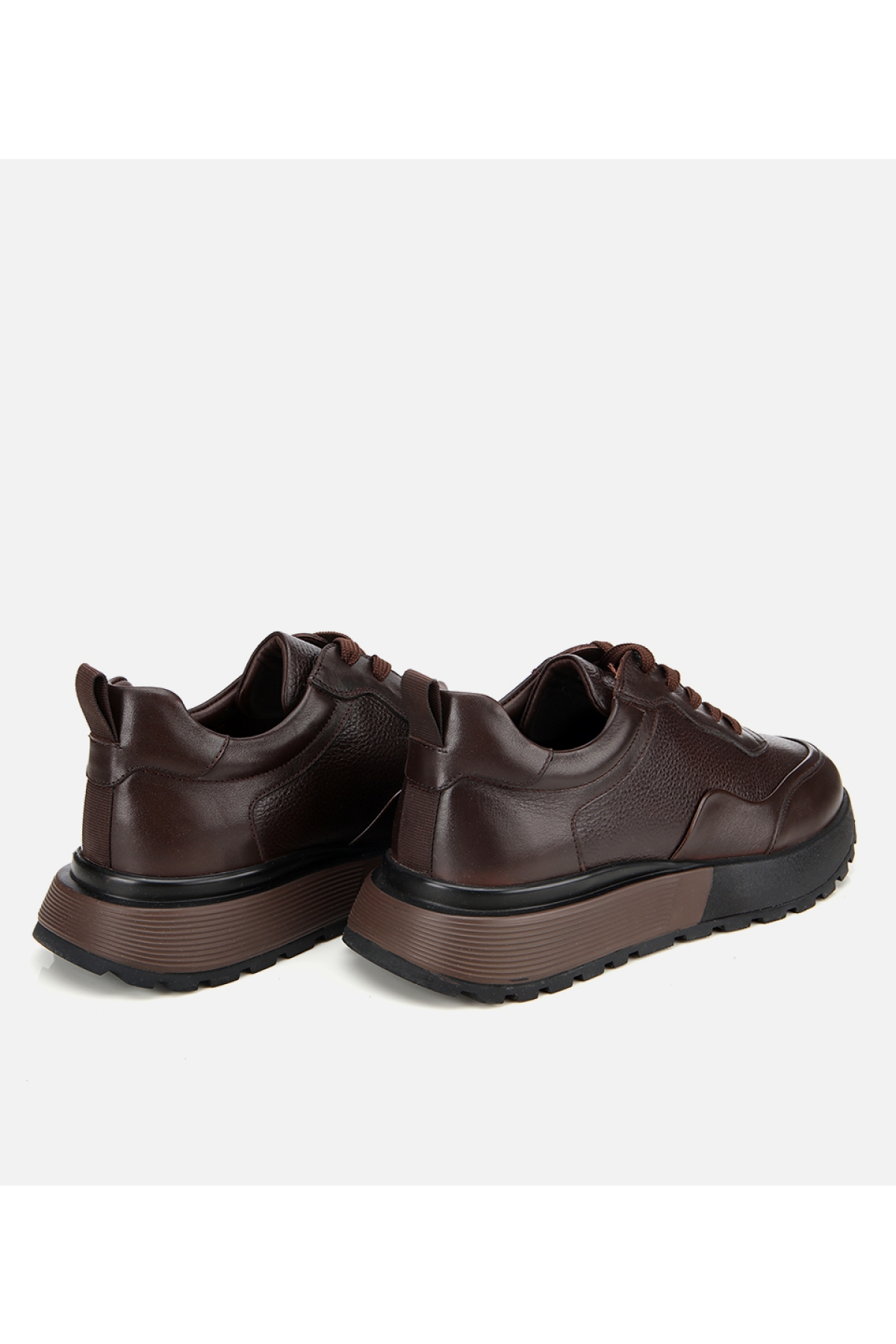 Erkek Deri Kahverengi Kalın Tabanlı Spor Ayakkabı - Görsel 5