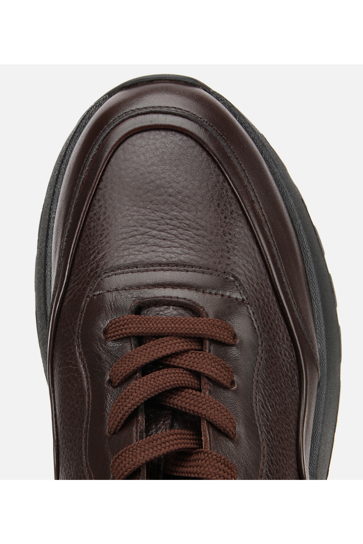 Erkek Deri Kahverengi Kalın Tabanlı Spor Ayakkabı - Görsel 6