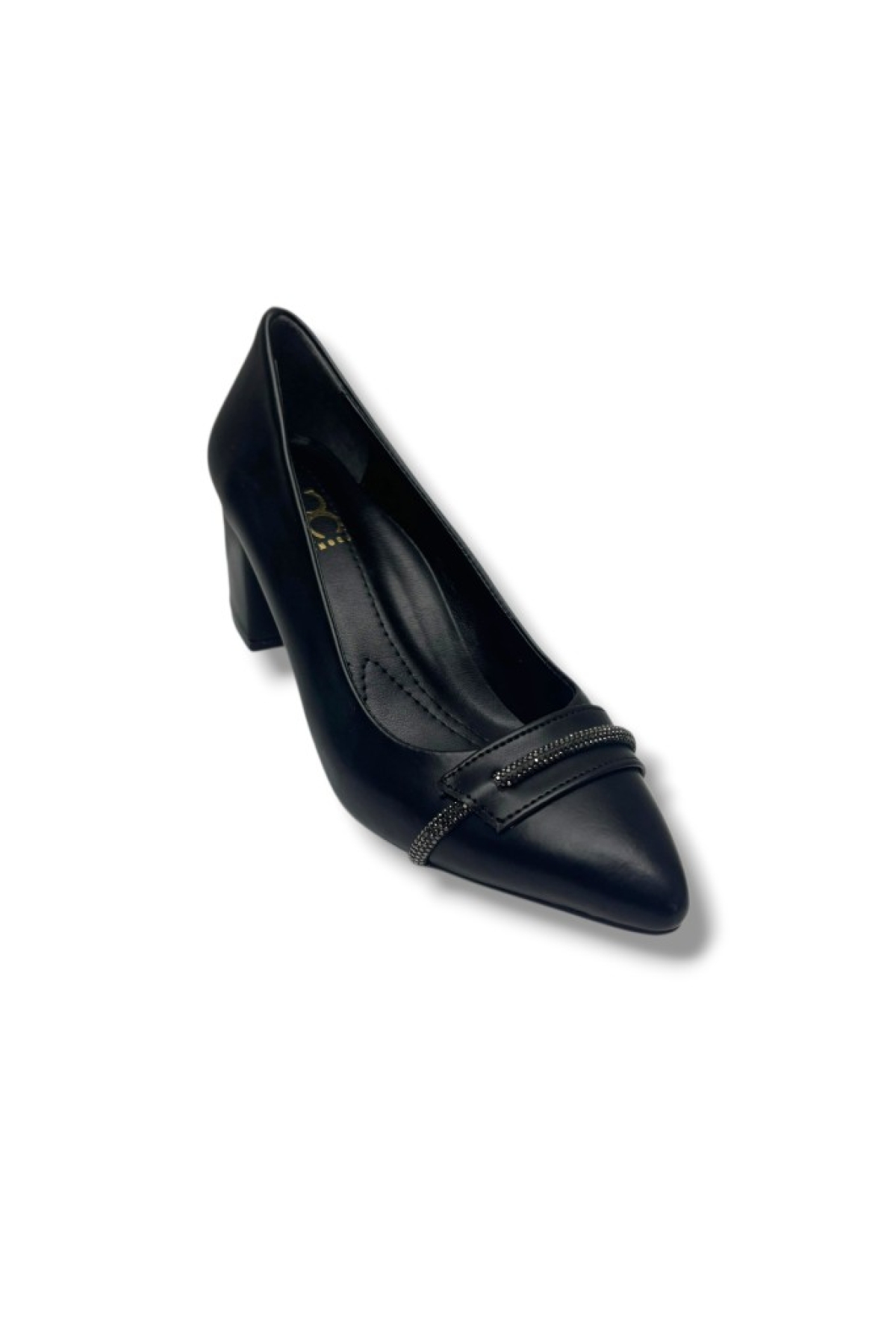 C-Shoes 103-26 Cilt Deri Şerit Taşlı Kalın Topuk Kadın Ayakkabı - Görsel 2