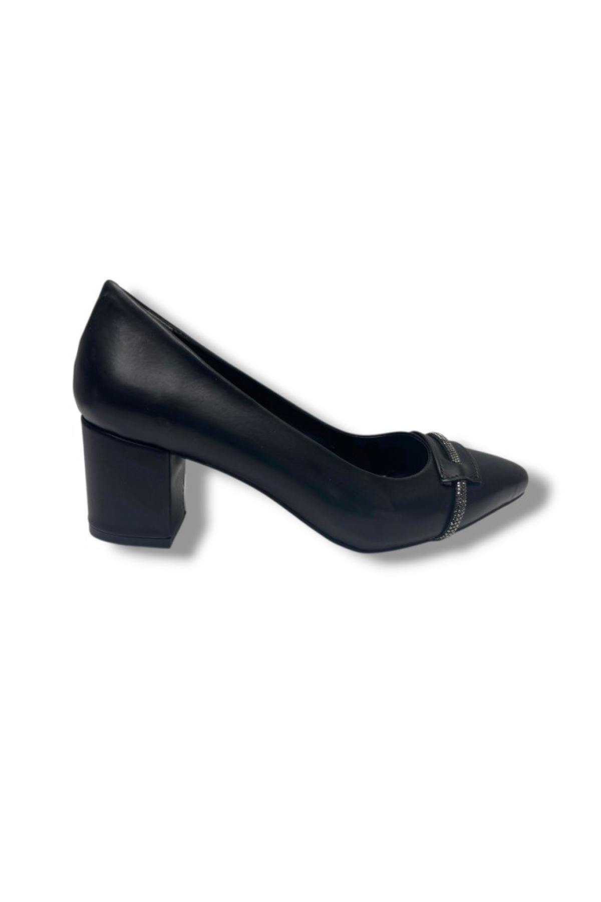 C-Shoes 103-26 Cilt Deri Şerit Taşlı Kalın Topuk Kadın Ayakkabı - Görsel 3