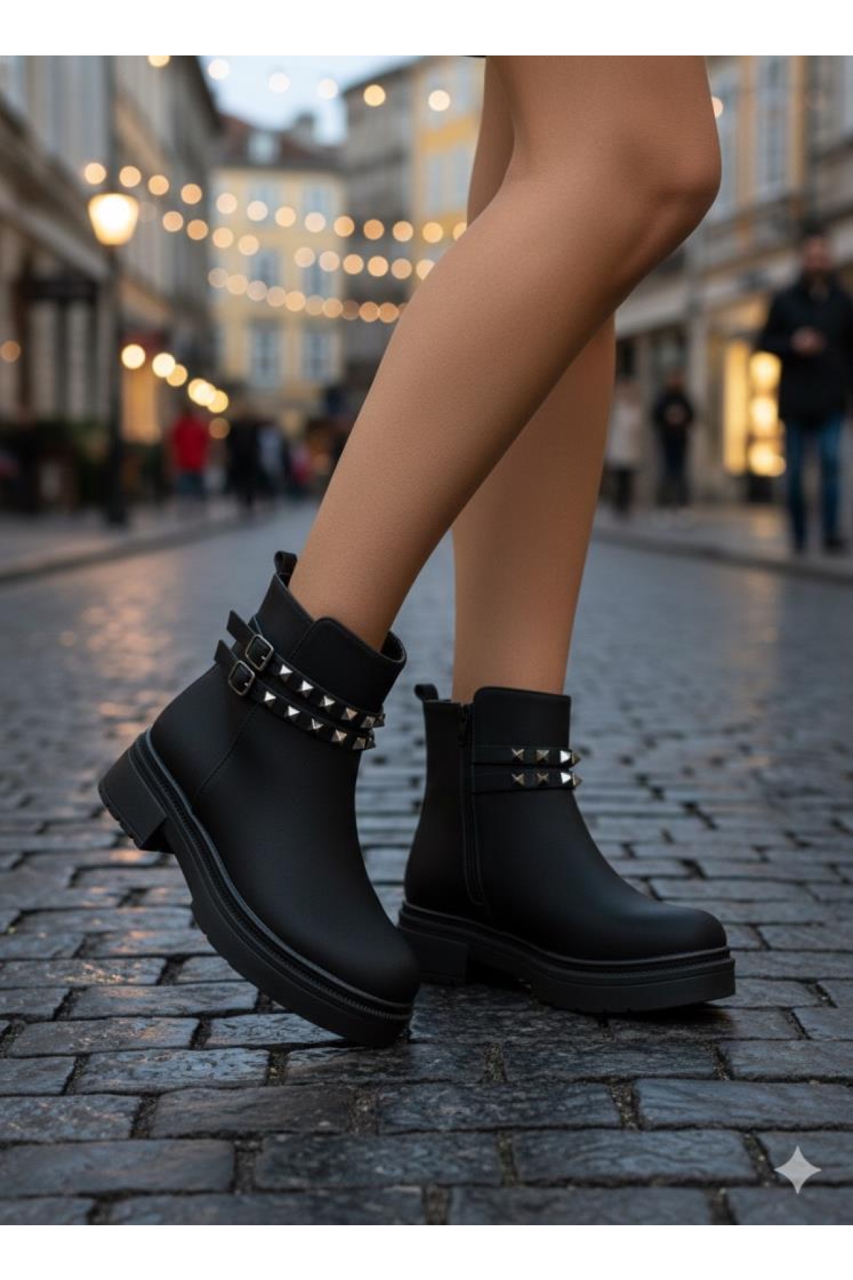 209140 Siyah Zımba Detaylı Femuarlı Kadın Bot - Görsel 5