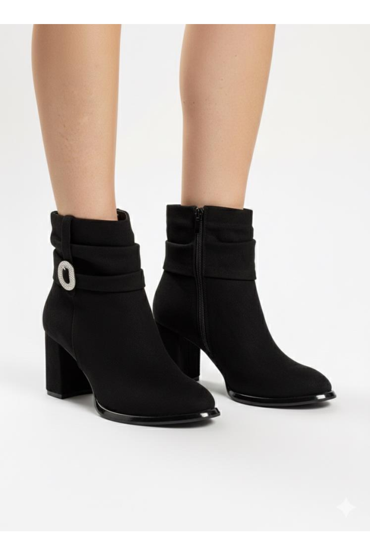 655454 Siyah Süet Topuklu Bot - Görsel 2