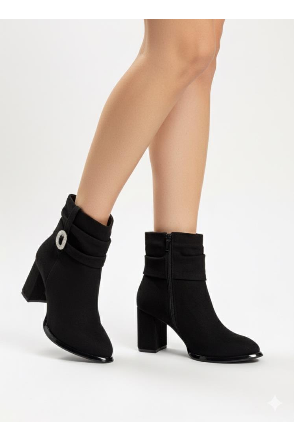 655454 Siyah Süet Topuklu Bot - Görsel 3