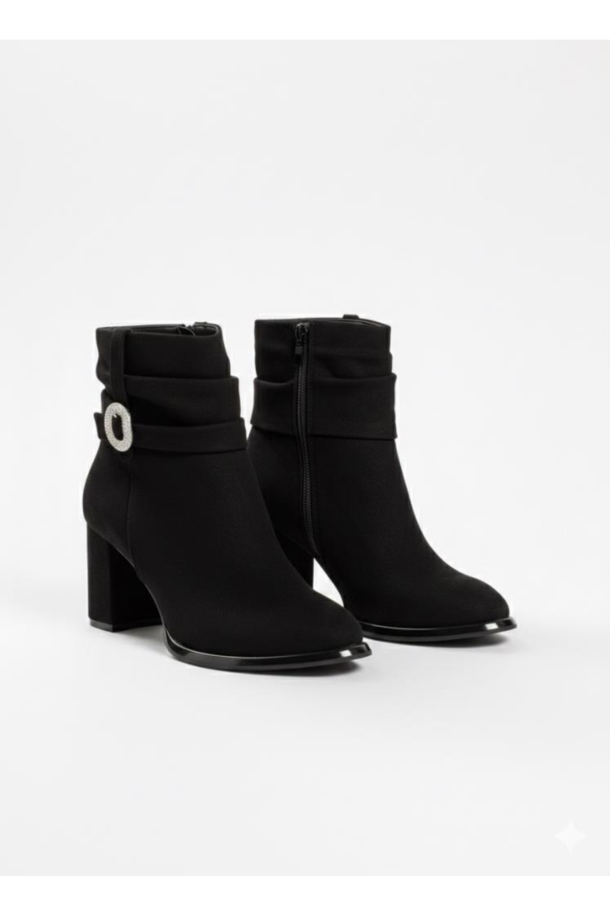 655454 Siyah Süet Topuklu Bot - Görsel 4