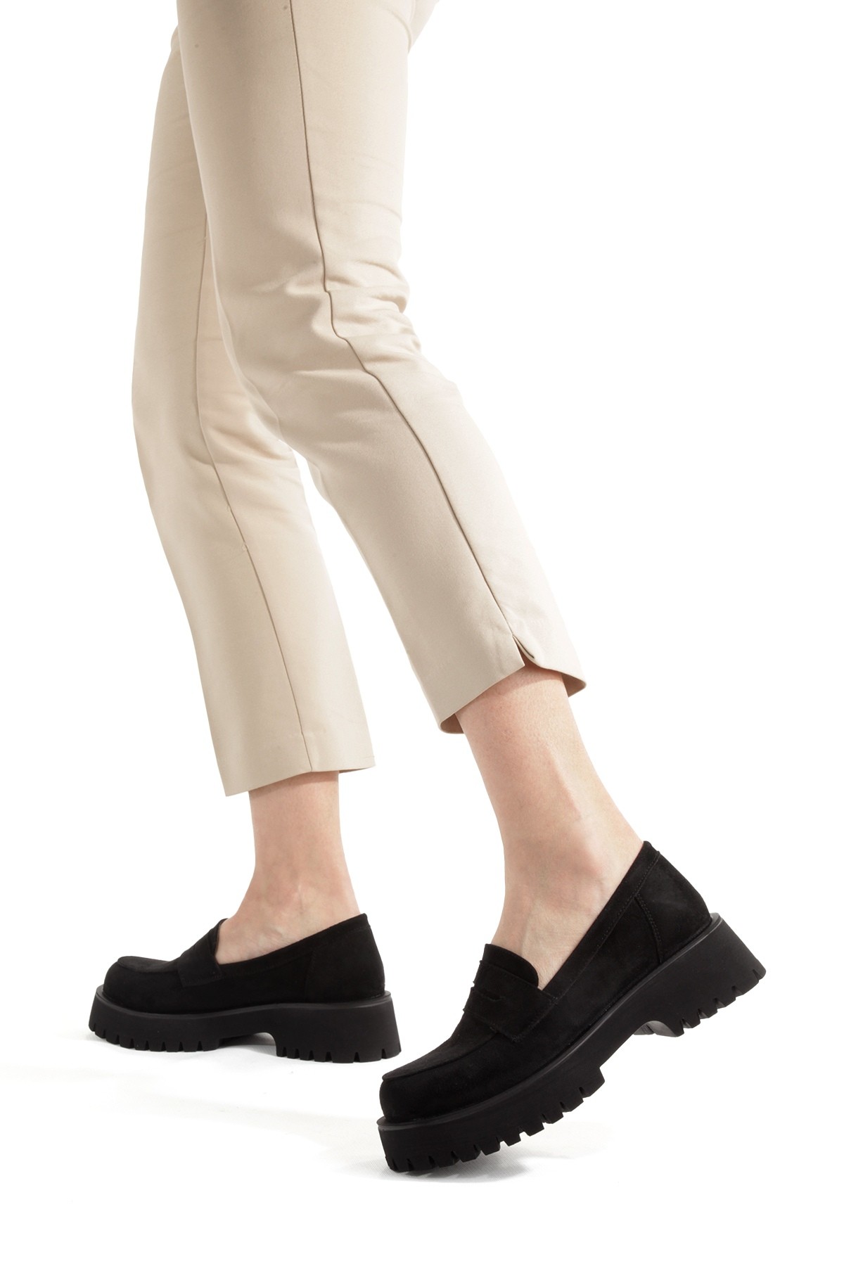 Siyah Süet Hafif Yumuşak Loafer Bağcıksız Kadın Ayakkabı DORA - Görsel 3