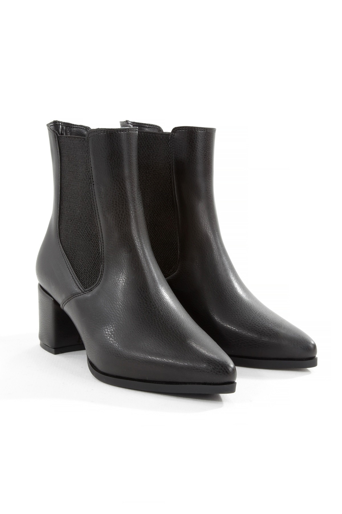 Siyah Kalın Topuklu Yanları Lastikli Kadın Bot Naylay - Görsel 3