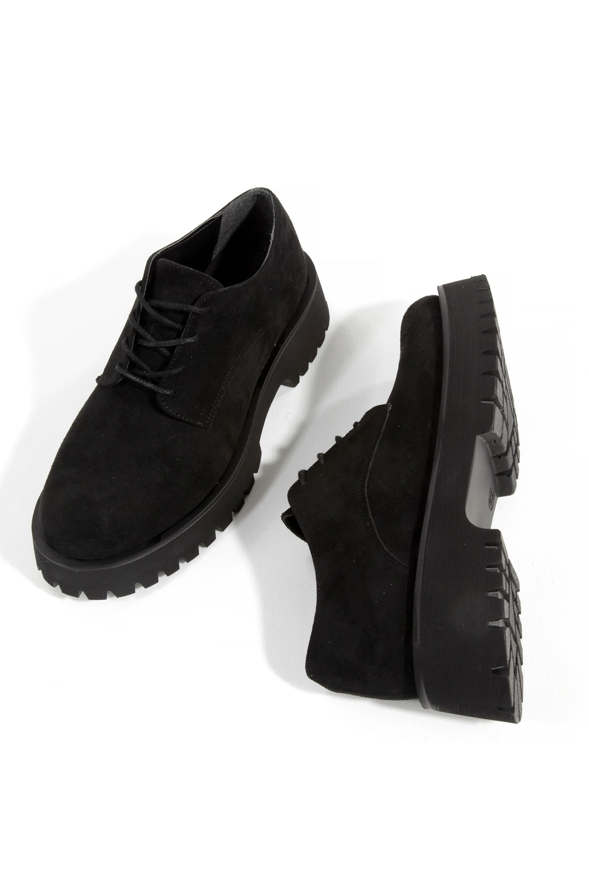 Siyah Süet Bağcıklı Ultra Hafif Oxford Kadın Ayakkabı Loetse - Görsel 3