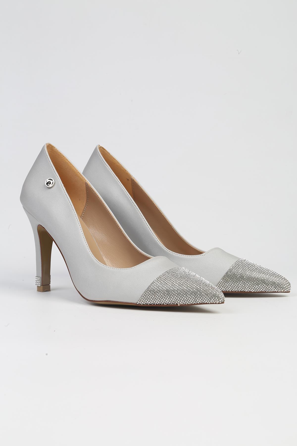® | PC-52616 - 3691 Gri-Kadın Topuklu Ayakkabı - Görsel 3