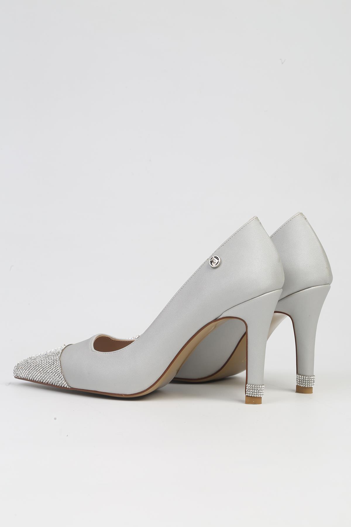 ® | PC-52616 - 3691 Gri-Kadın Topuklu Ayakkabı - Görsel 4