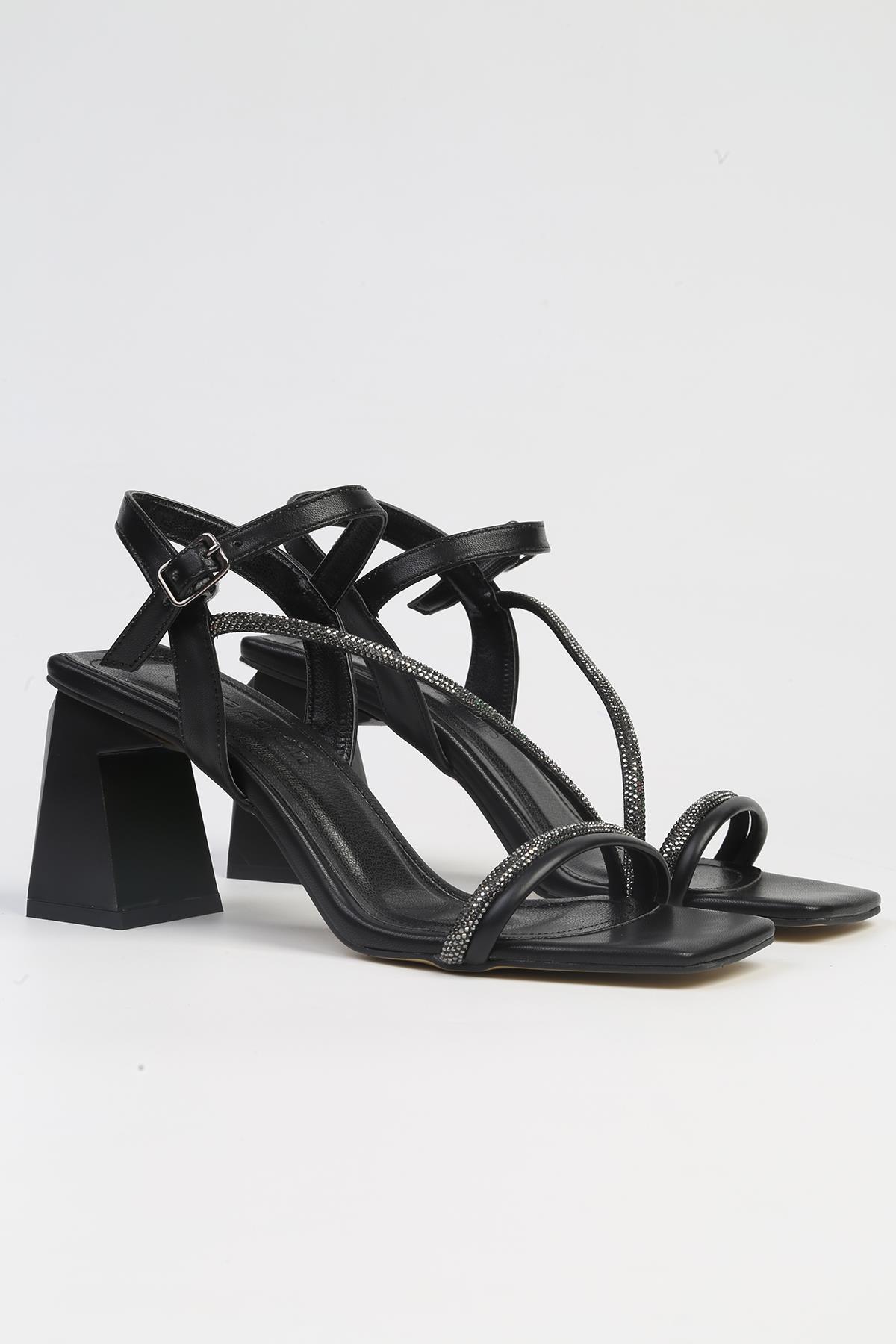 ® | PC-53010- 3691 Siyah-Kadın Topuklu Ayakkabı - Görsel 3