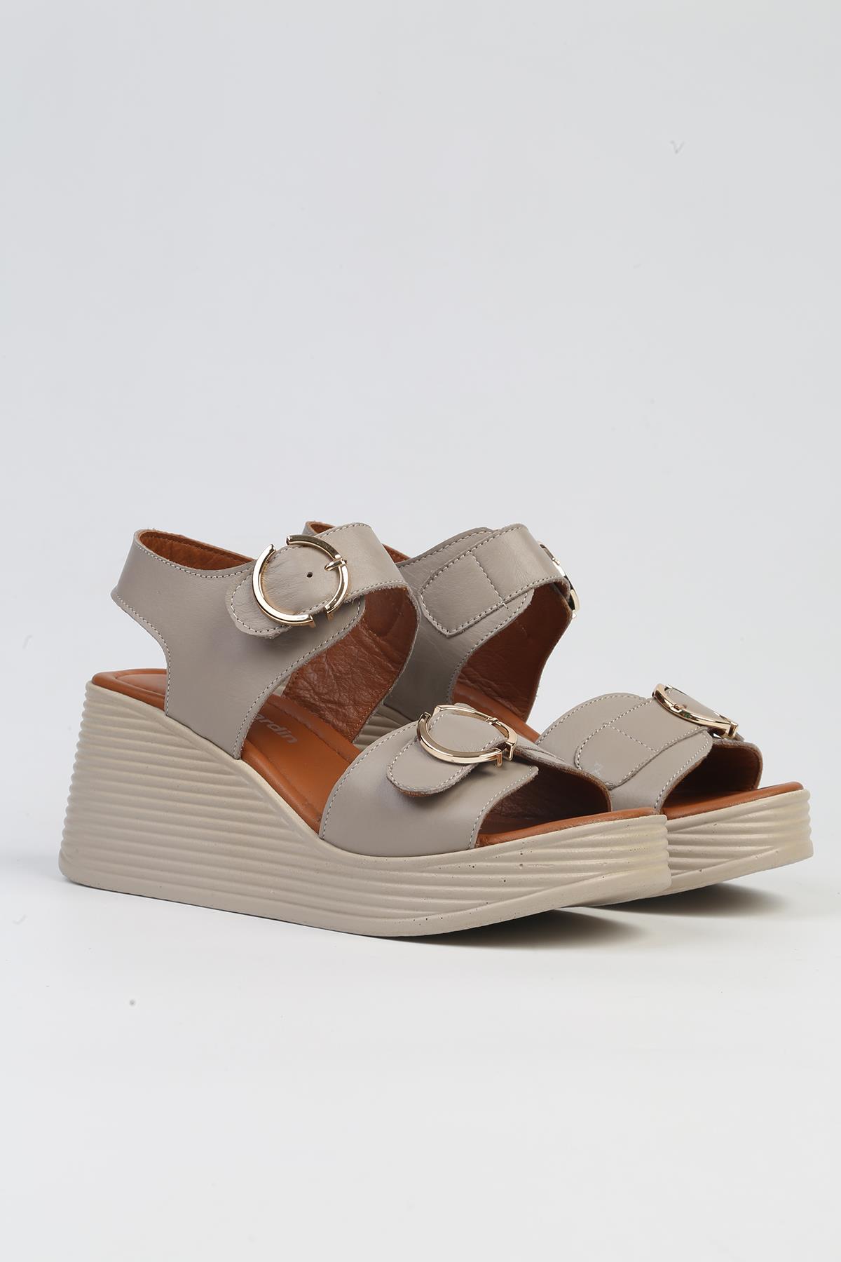 ® | PC-7213- 3807 Vizon-Kadın Dolgu Topuk Ayakkabı - Görsel 3