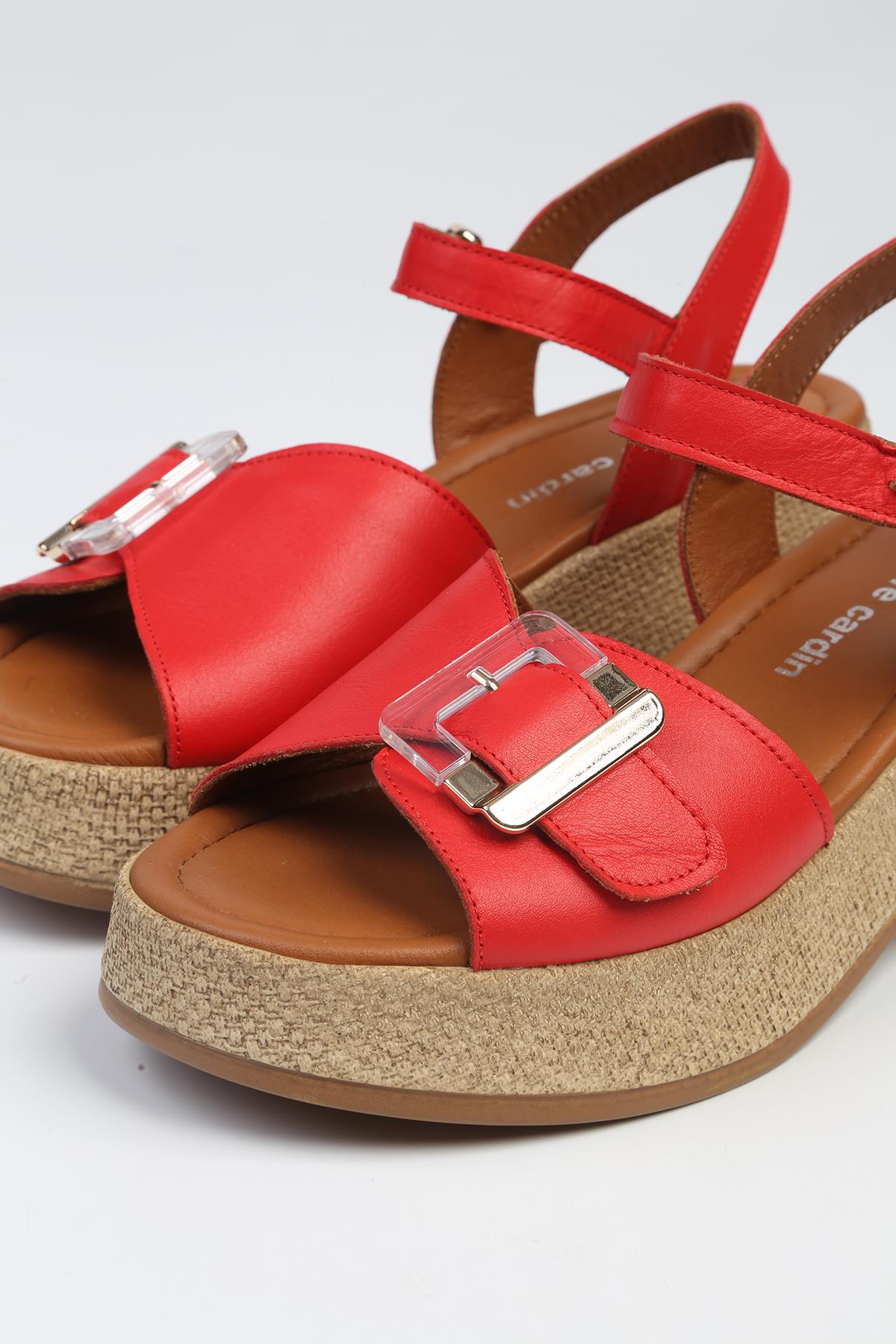 ® | PC-7209- 3807 Kirmizi-Kadın Dolgu Topuklu Ayakkabı - Görsel 5