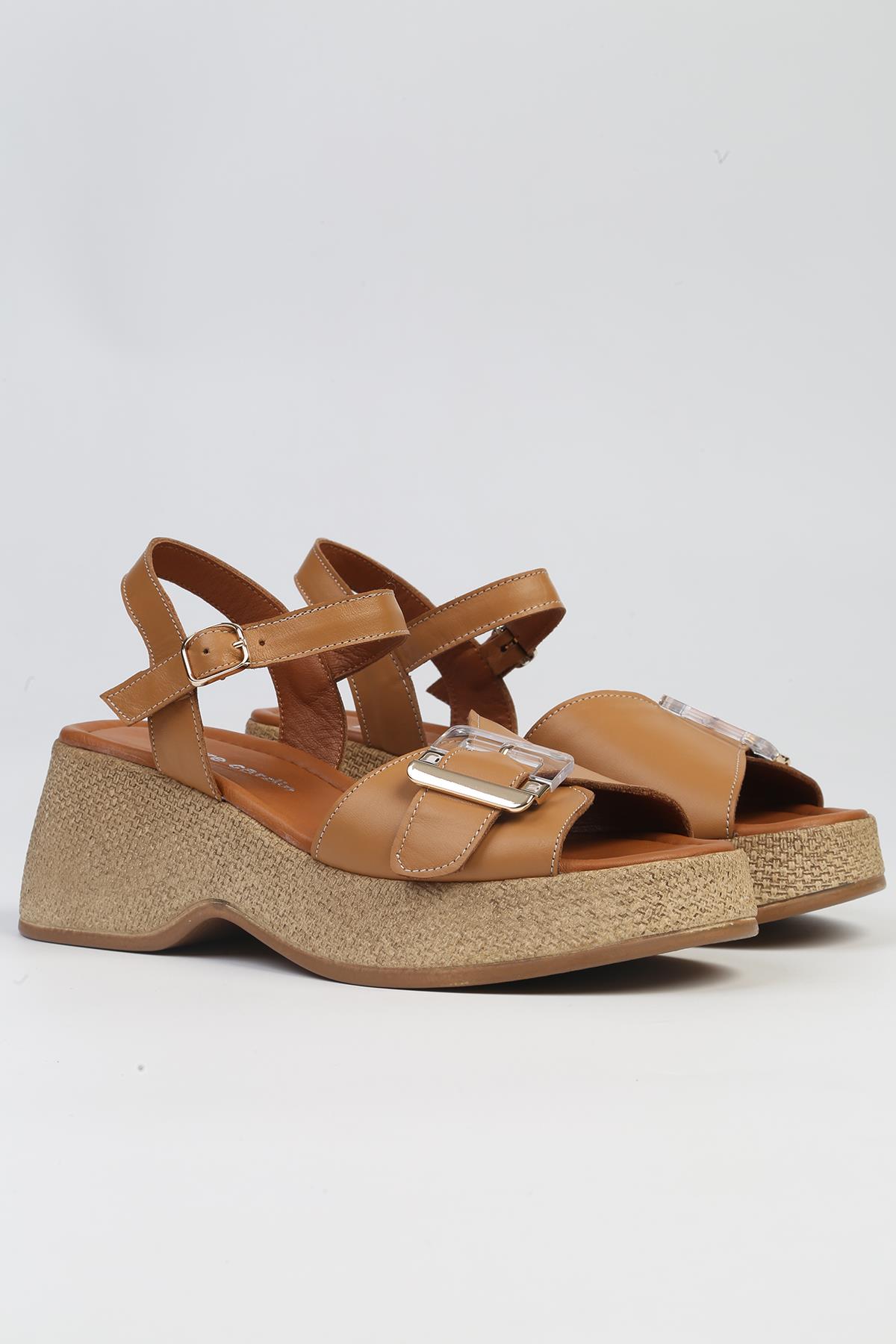 ® | PC-7209- 3807 Taba-Kadın Dolgu Topuk Ayakkabı - Görsel 3