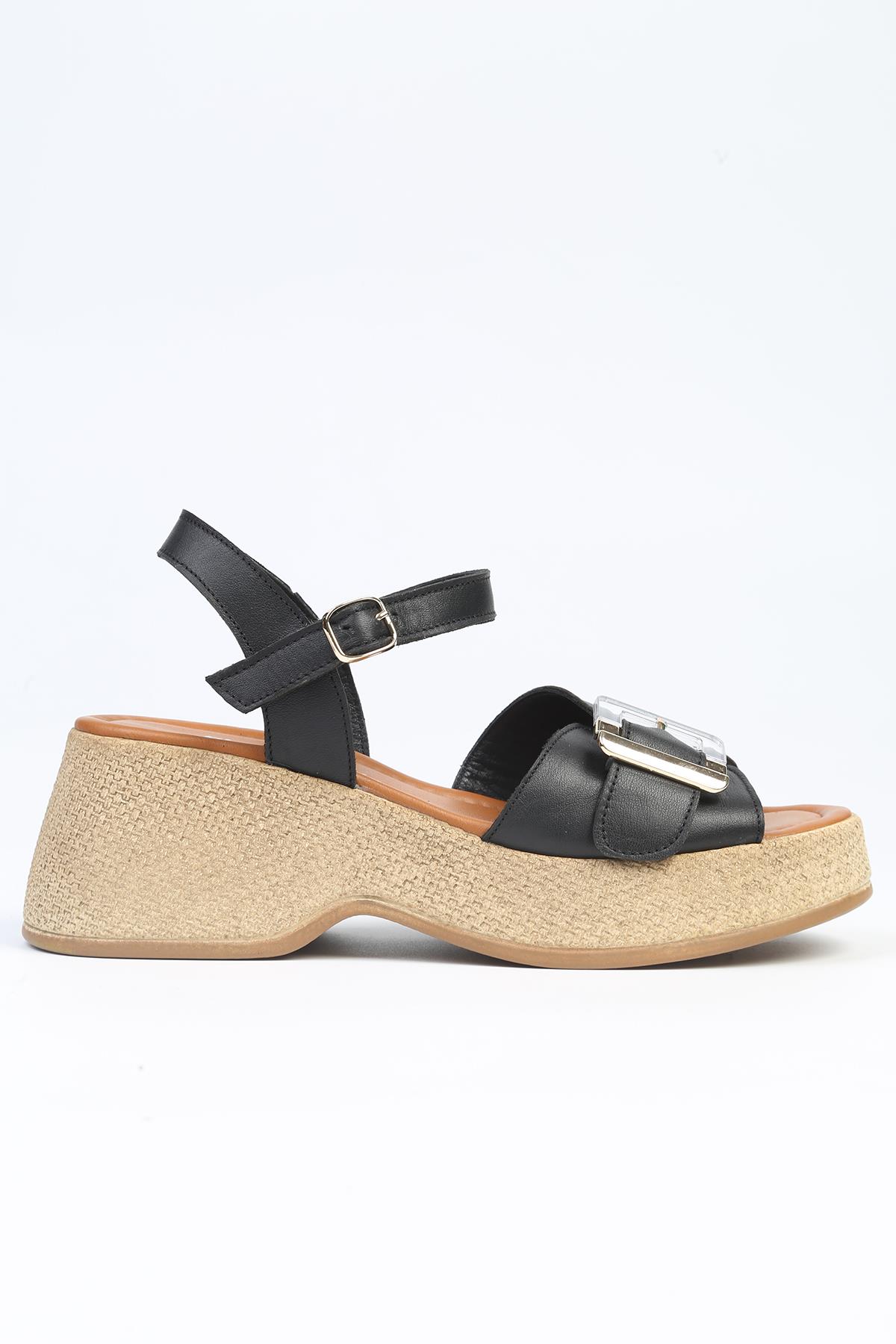 ® | PC-7209- 3807 Siyah-Kadın Dolgu Topuklu Ayakkabı - Görsel 2