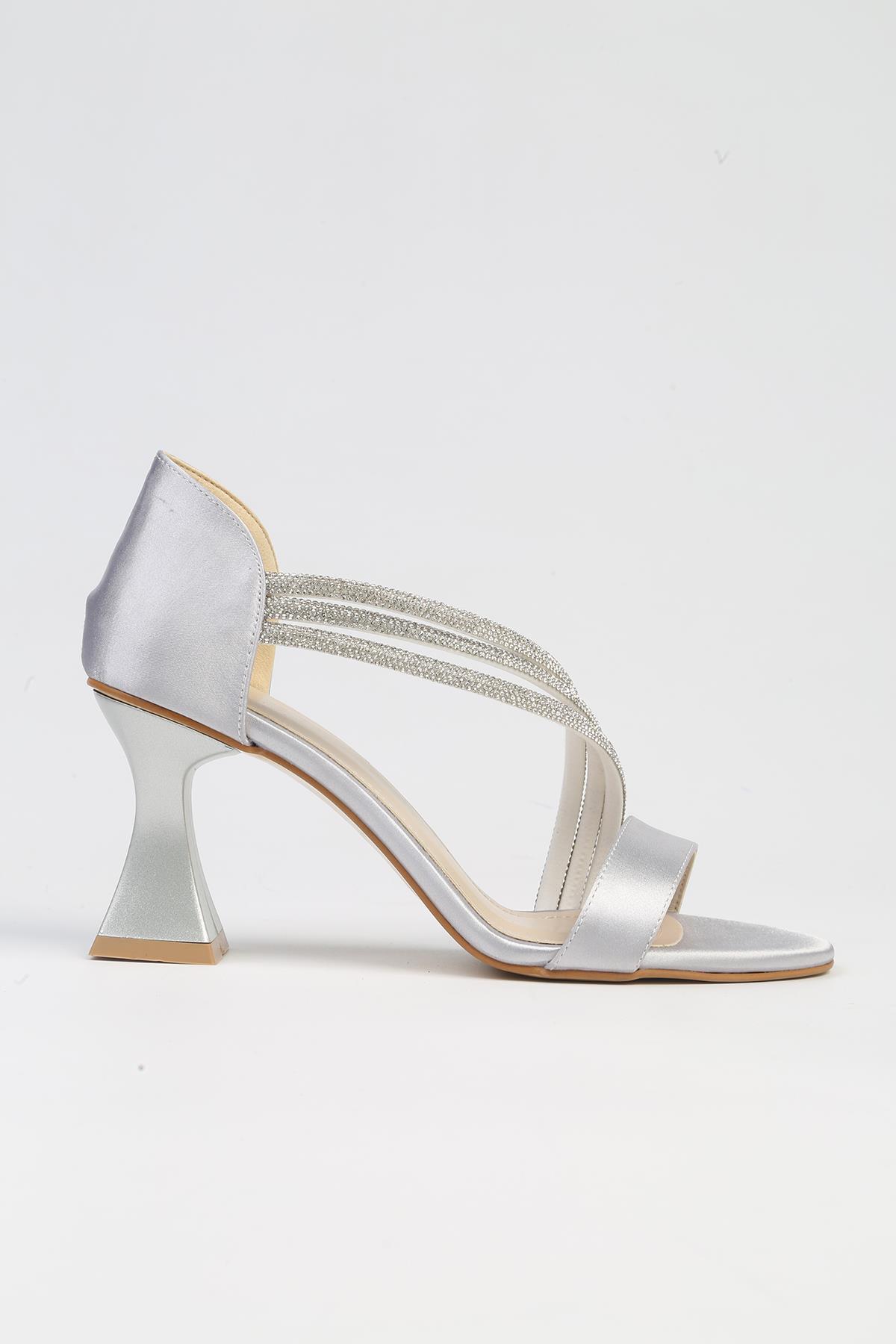 ® | PC-53009- 3691 Gri-Kadın Topuklu Ayakkabı - Görsel 2