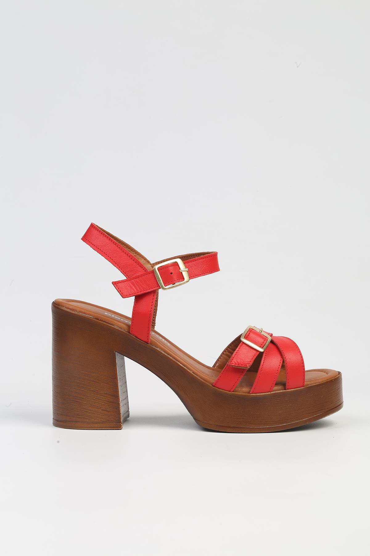 ® | PC-7236 - 3807 Kirmizi-Kadın Topuklu Ayakkabı - Görsel 2