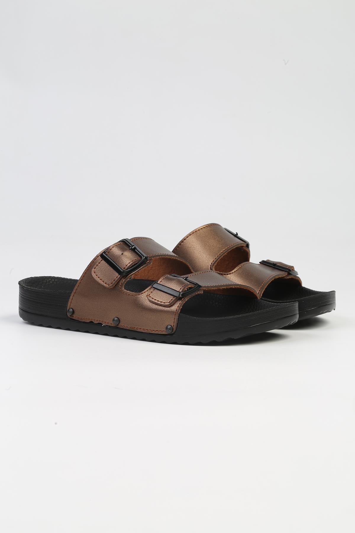 ® | PC-7035-3485 Bronz-Kadın Terlik - Görsel 3