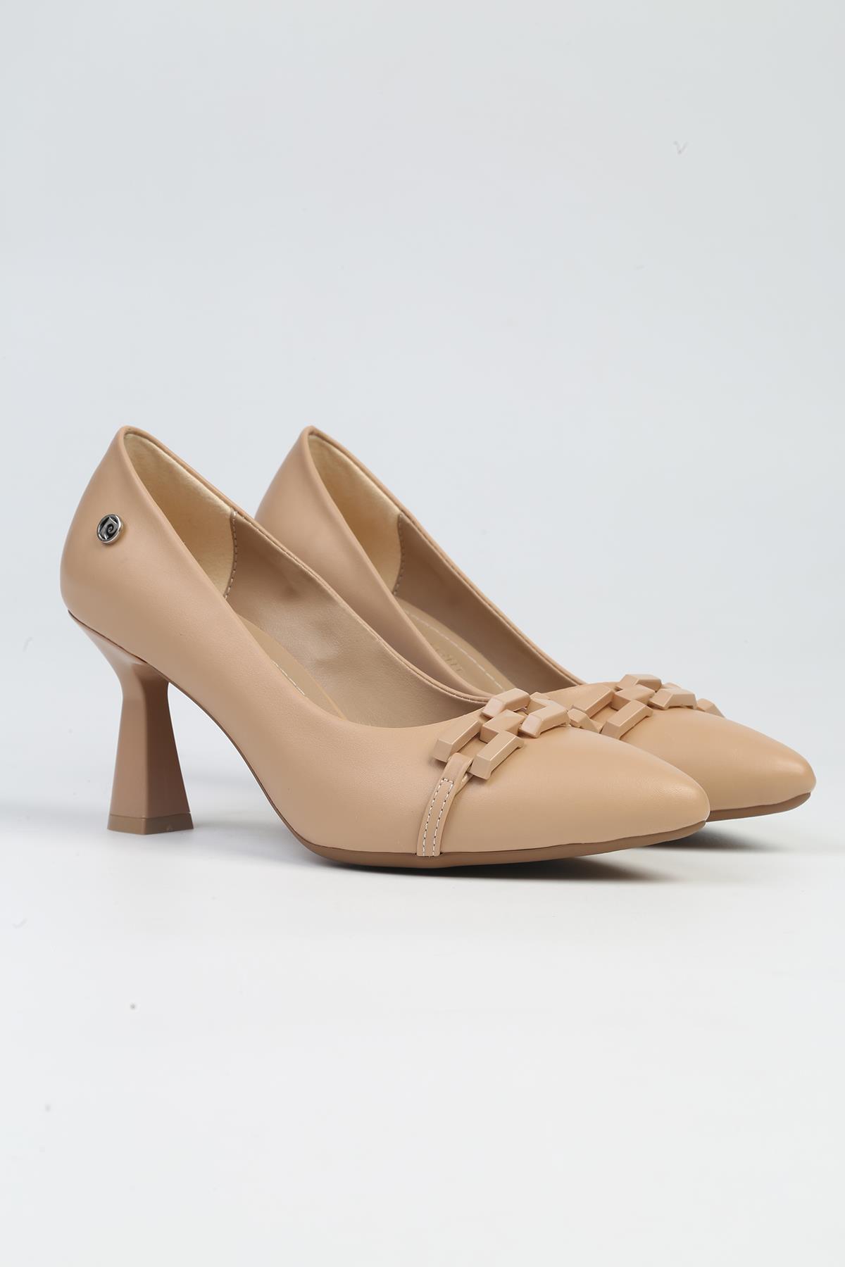 ® | PC-53110- 3592 Bej Cilt-Kadın Topuklu Ayakkabı - Görsel 3