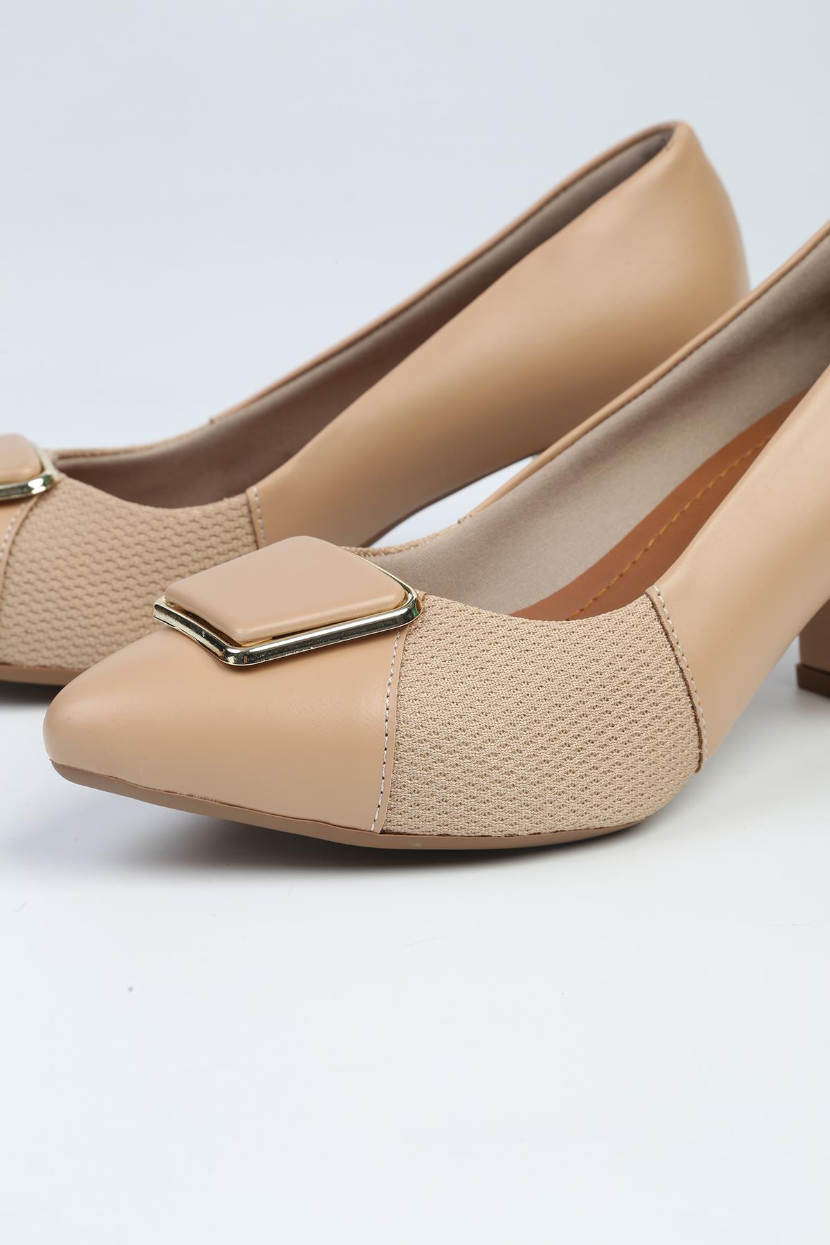 ® | PC-53099- 3592 Bej Cilt-Kadın Topuklu Ayakkabı - Görsel 5