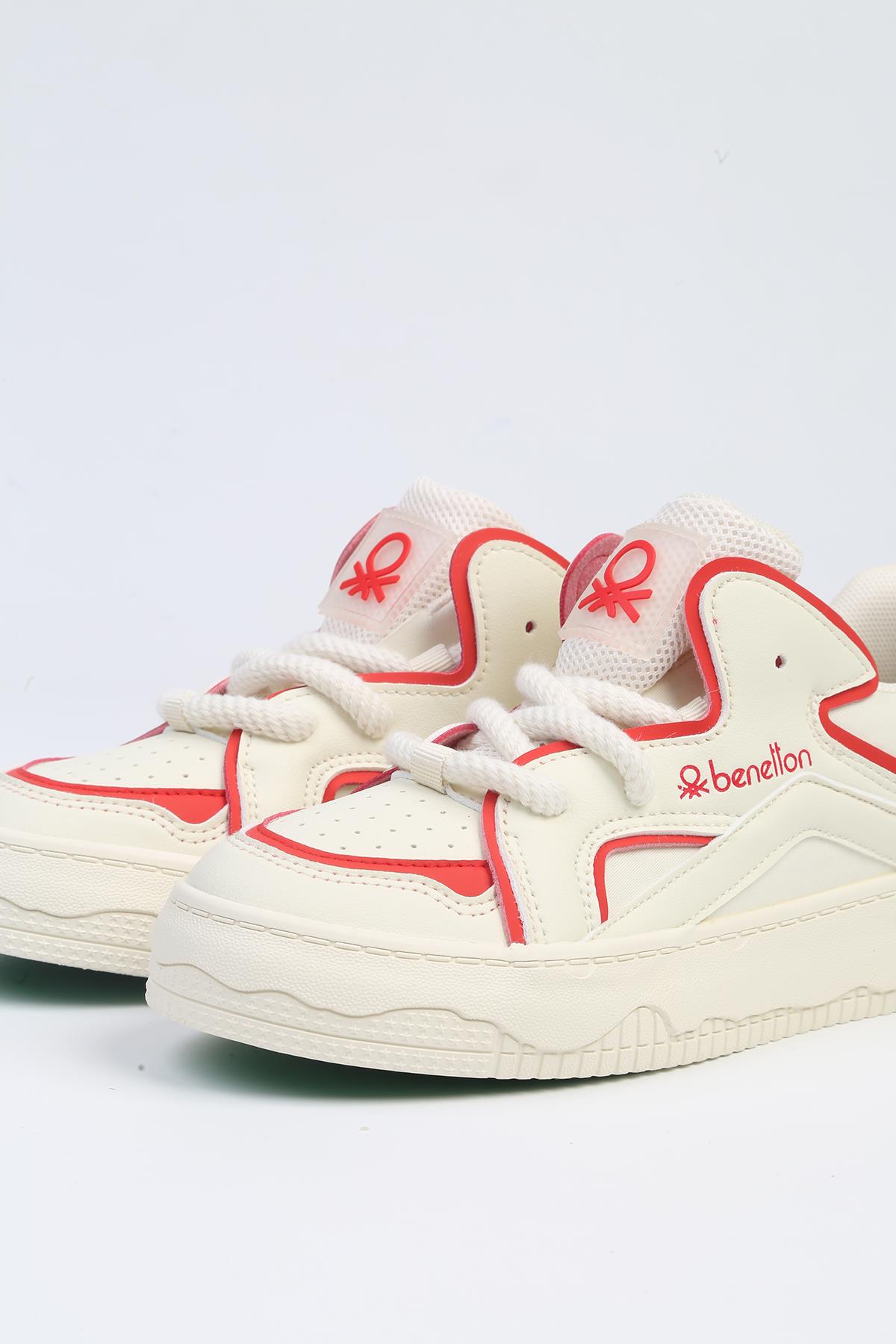 ® | BNI-10100 Bej Kirmizi -İthal Kadın Spor Ayakkabı - Görsel 4