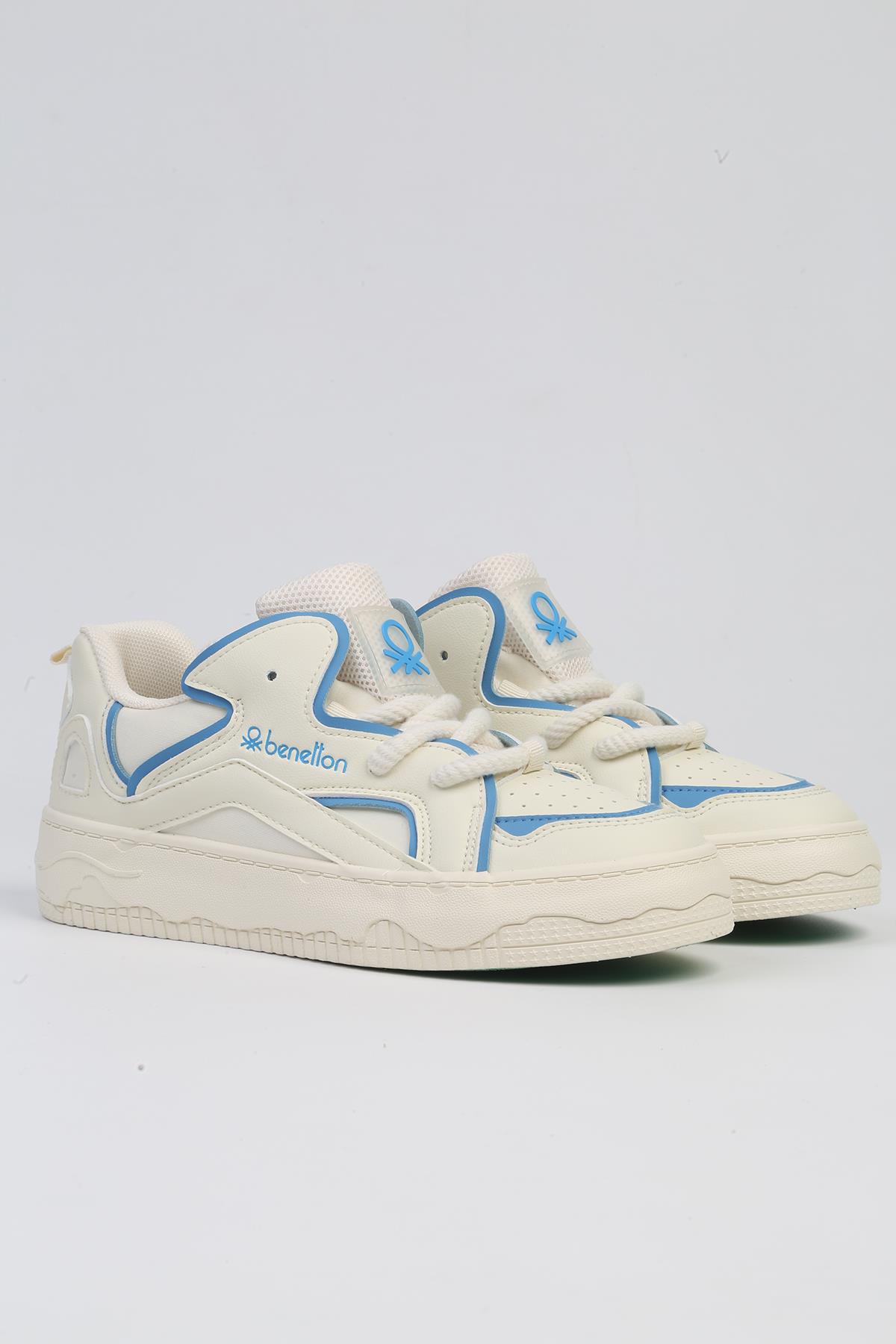 ® | BNI-10100-Beyaz Mavi-İthal Kadın Spor Ayakkabı - Görsel 2