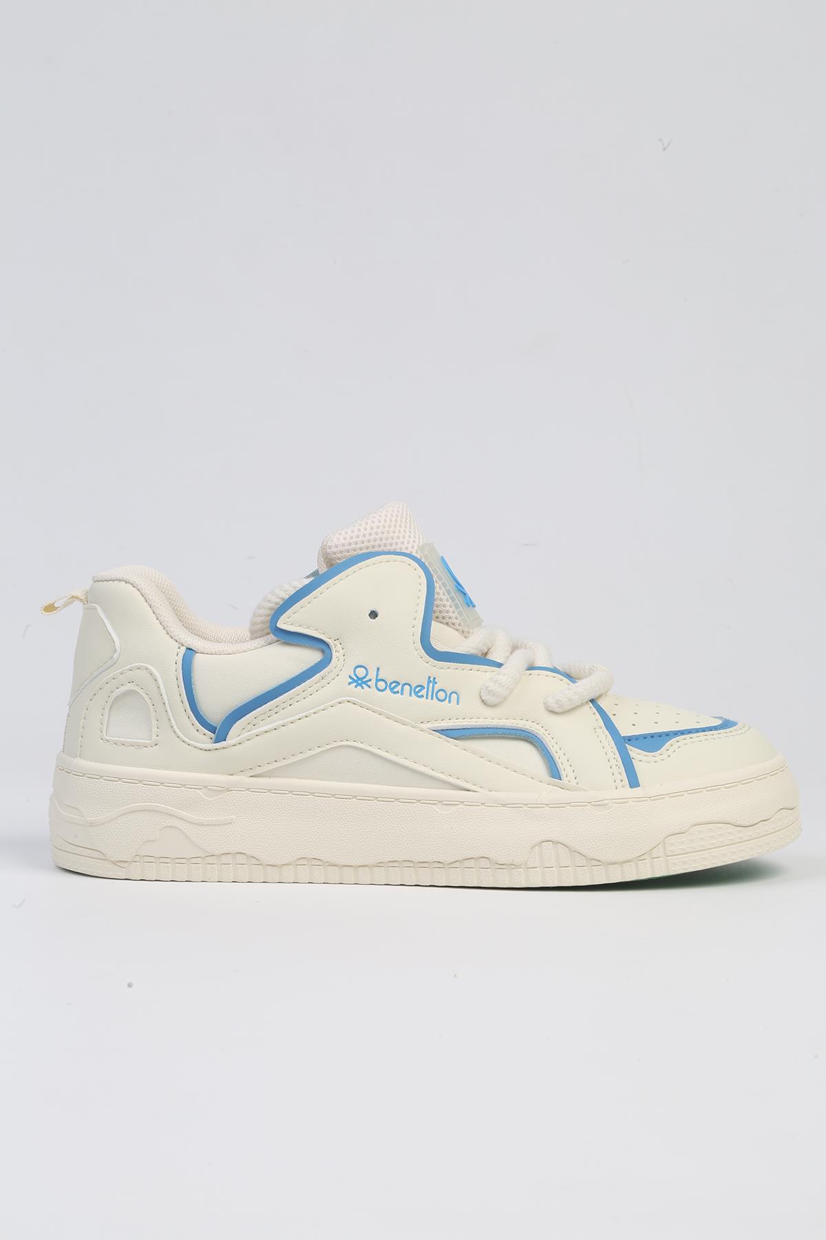 ® | BNI-10100-Beyaz Mavi-İthal Kadın Spor Ayakkabı - Görsel 3
