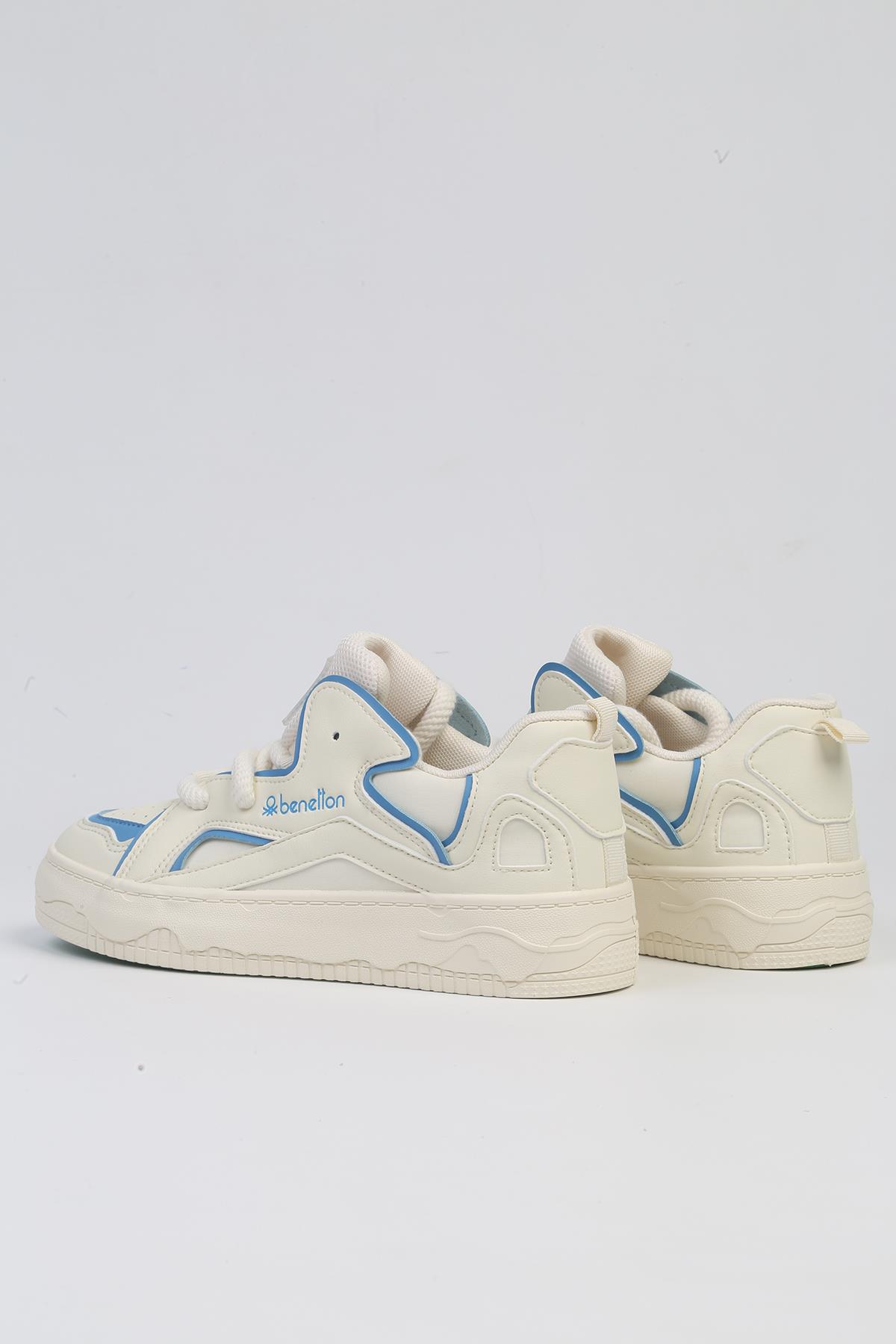 ® | BNI-10100-Beyaz Mavi-İthal Kadın Spor Ayakkabı - Görsel 4