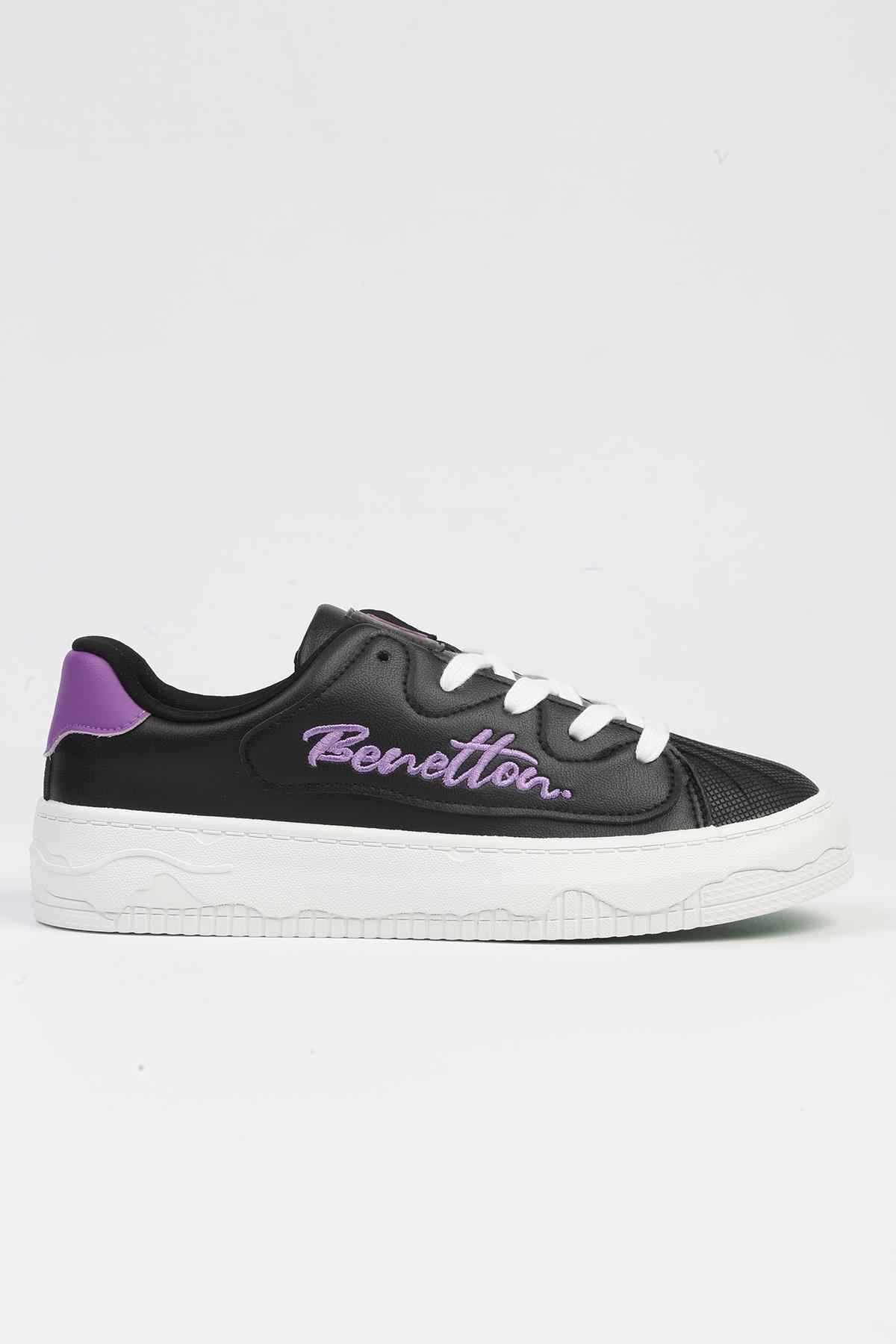 ® | BNI-10102 4211 Siyah Beyaz-İthal Platform Topuk Kadın Sneaker - Görsel 2