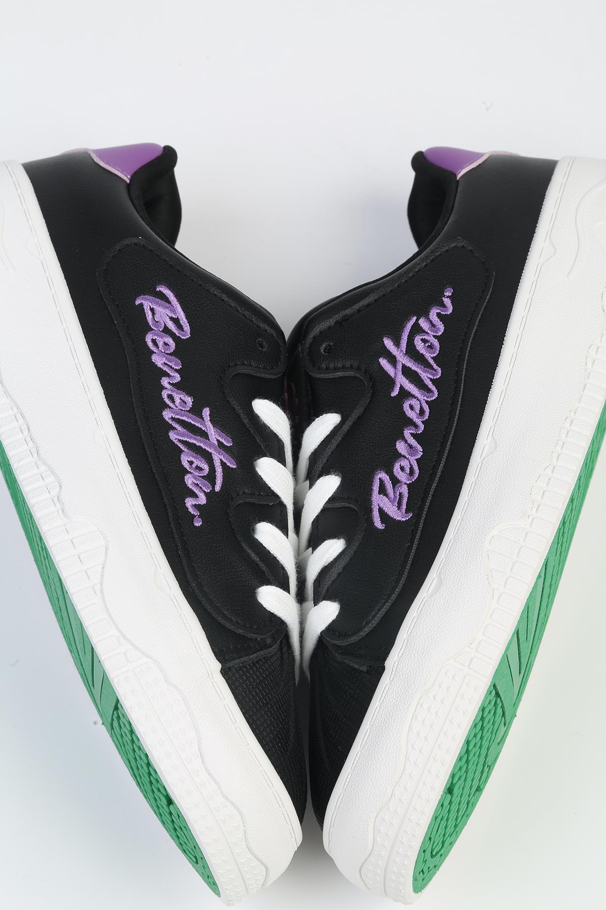 ® | BNI-10102 4211 Siyah Beyaz-İthal Platform Topuk Kadın Sneaker - Görsel 5