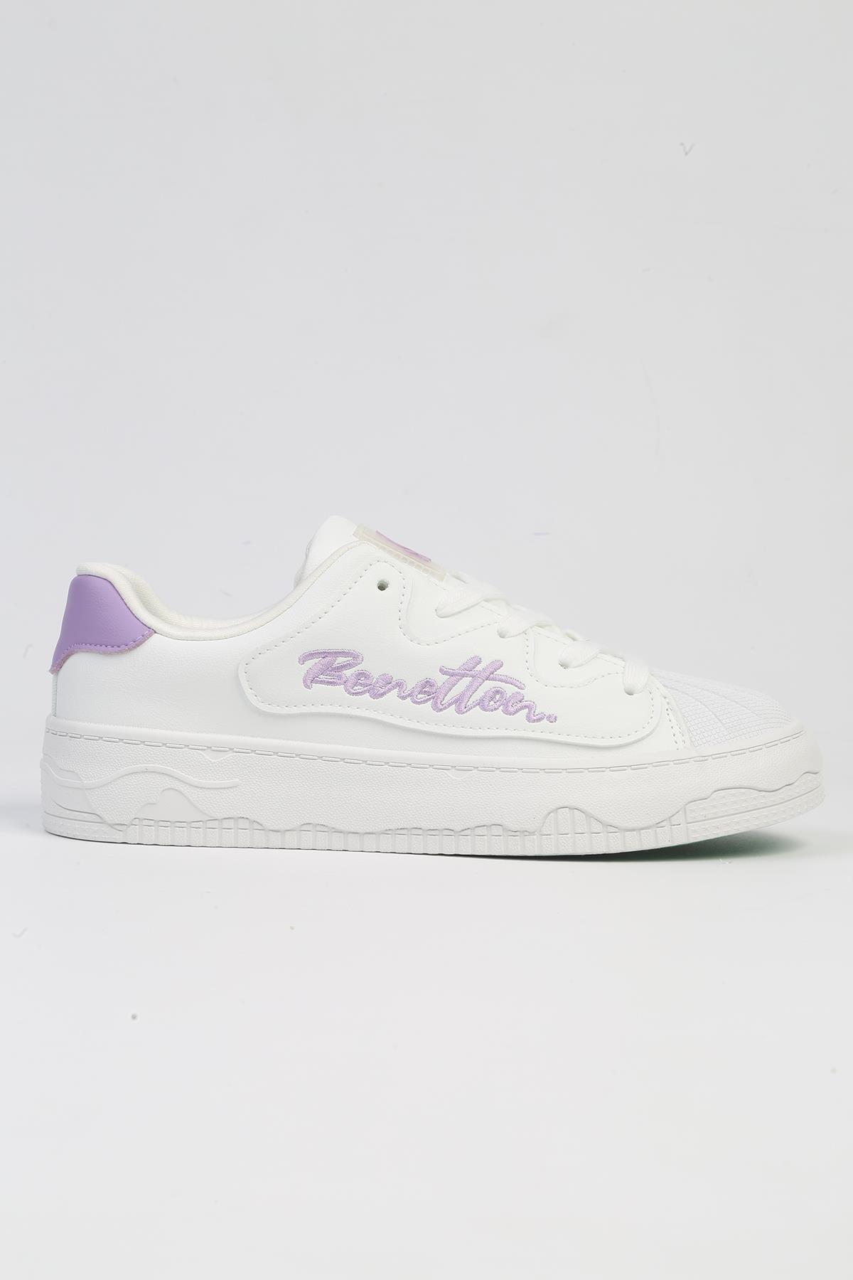® | BNI-10102 4211 Beyaz Pudra-İTHAL Platform Topuk Kadın Spor Ayakkabı - Görsel 2