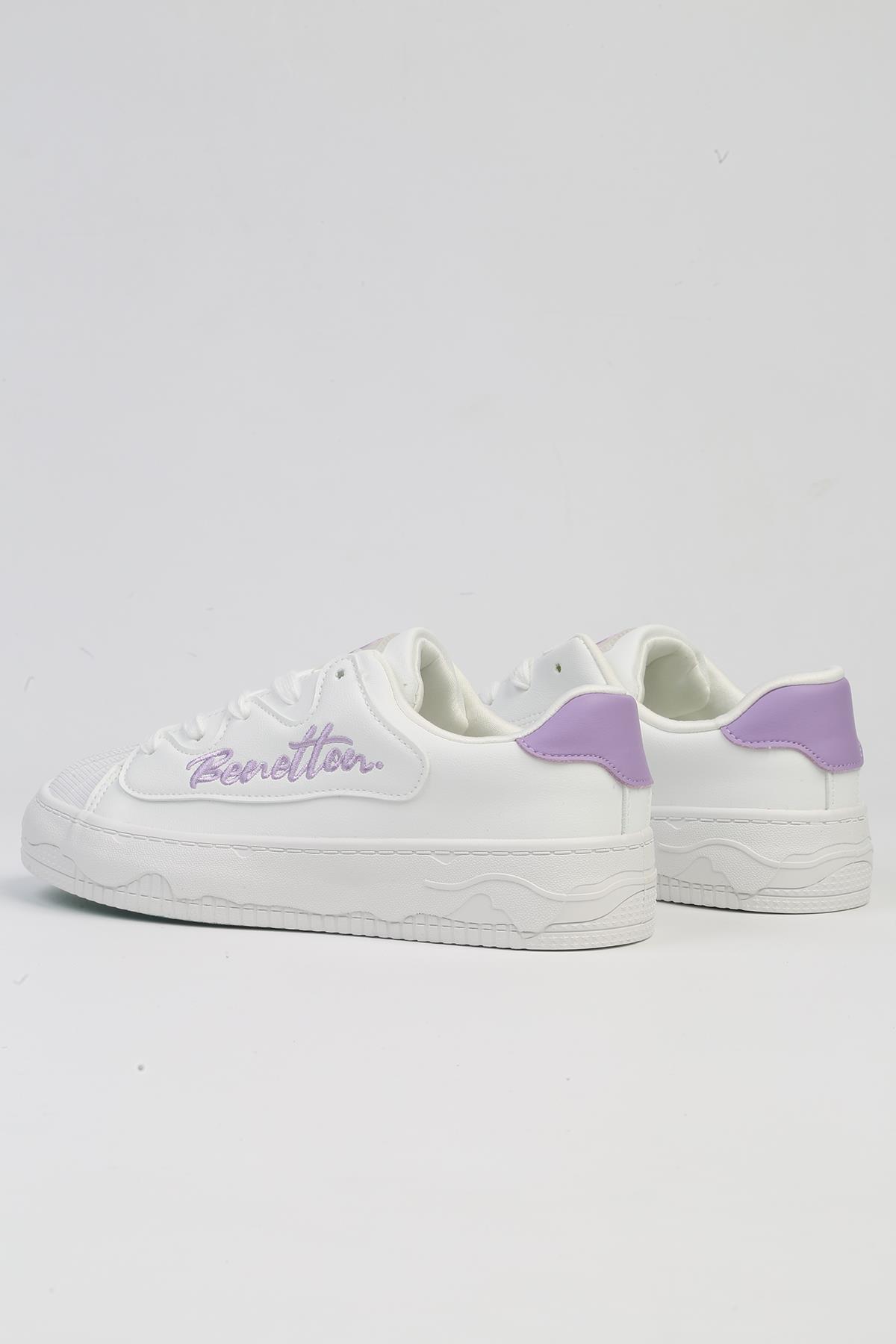 ® | BNI-10102 4211 Beyaz Pudra-İTHAL Platform Topuk Kadın Spor Ayakkabı - Görsel 4